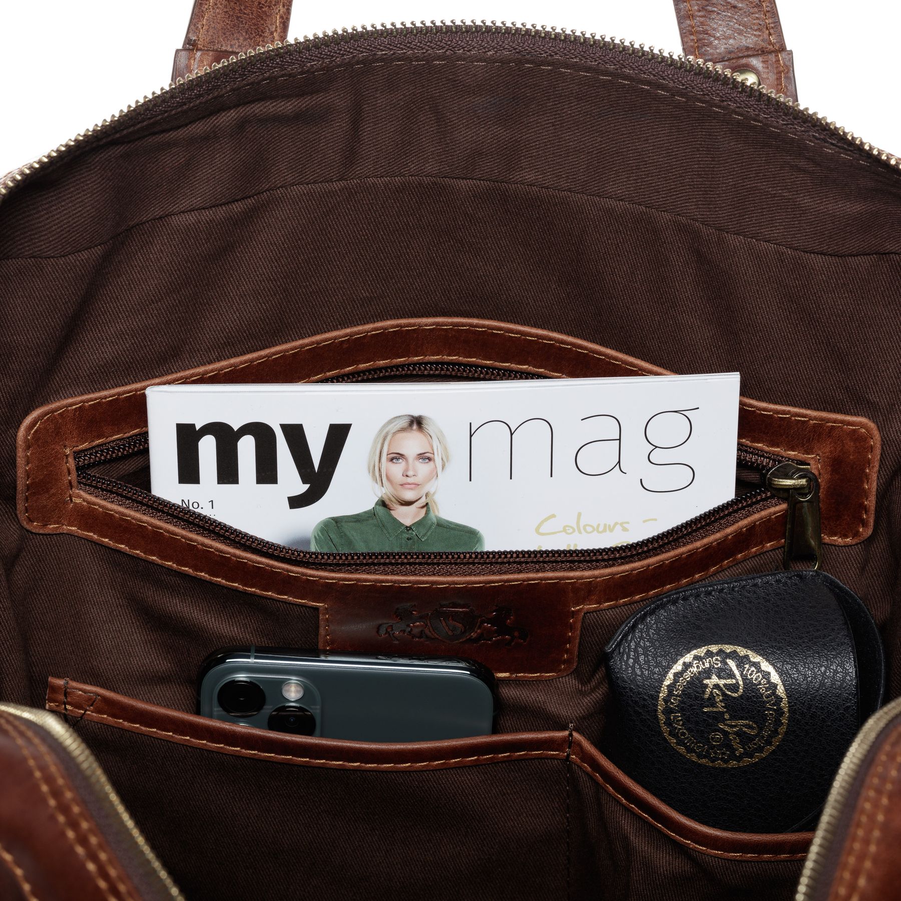 SID & VAIN Laptoptasche Leder Slim Maguire braun-cognac 24054