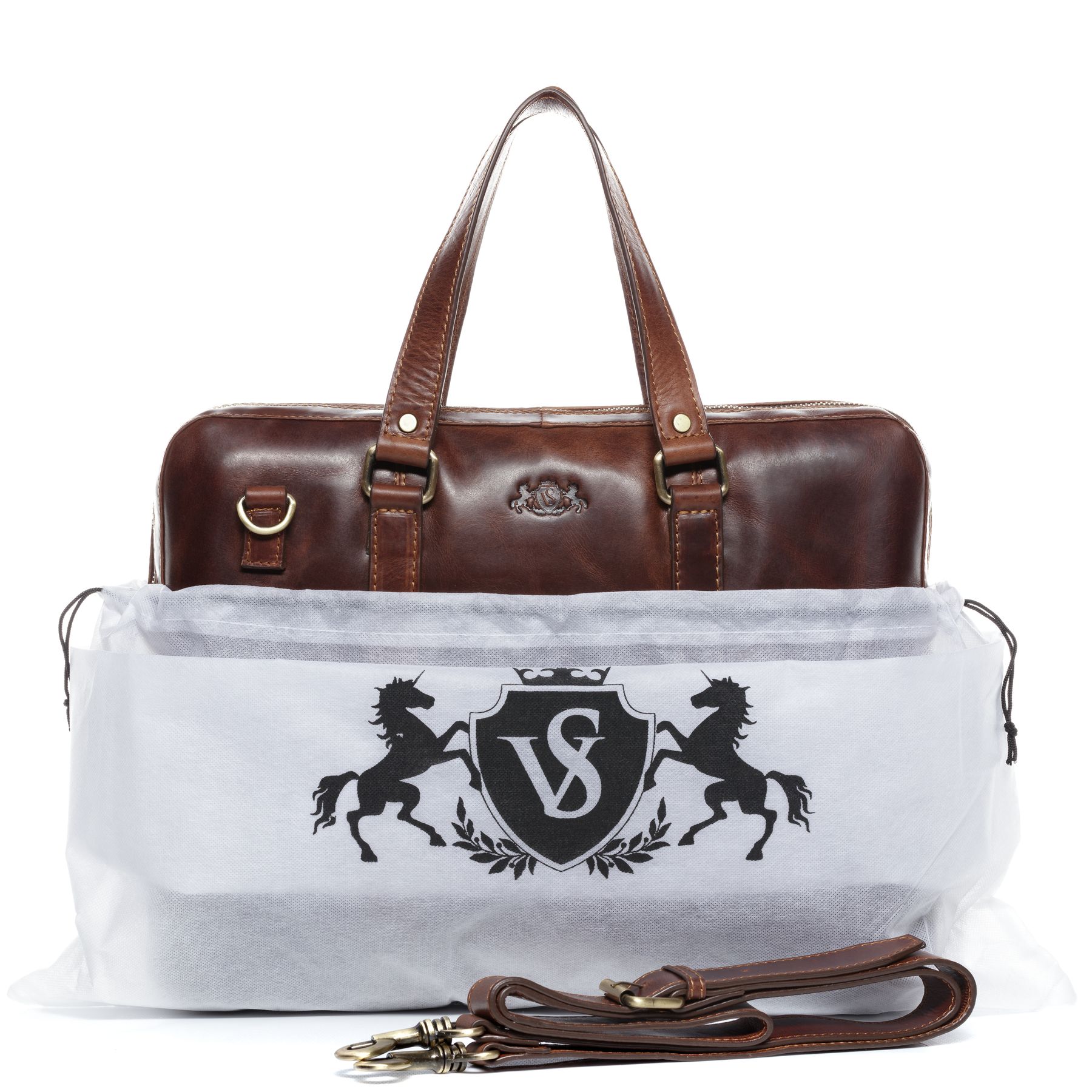 SID & VAIN Laptoptasche Leder Slim Maguire braun-cognac 24058