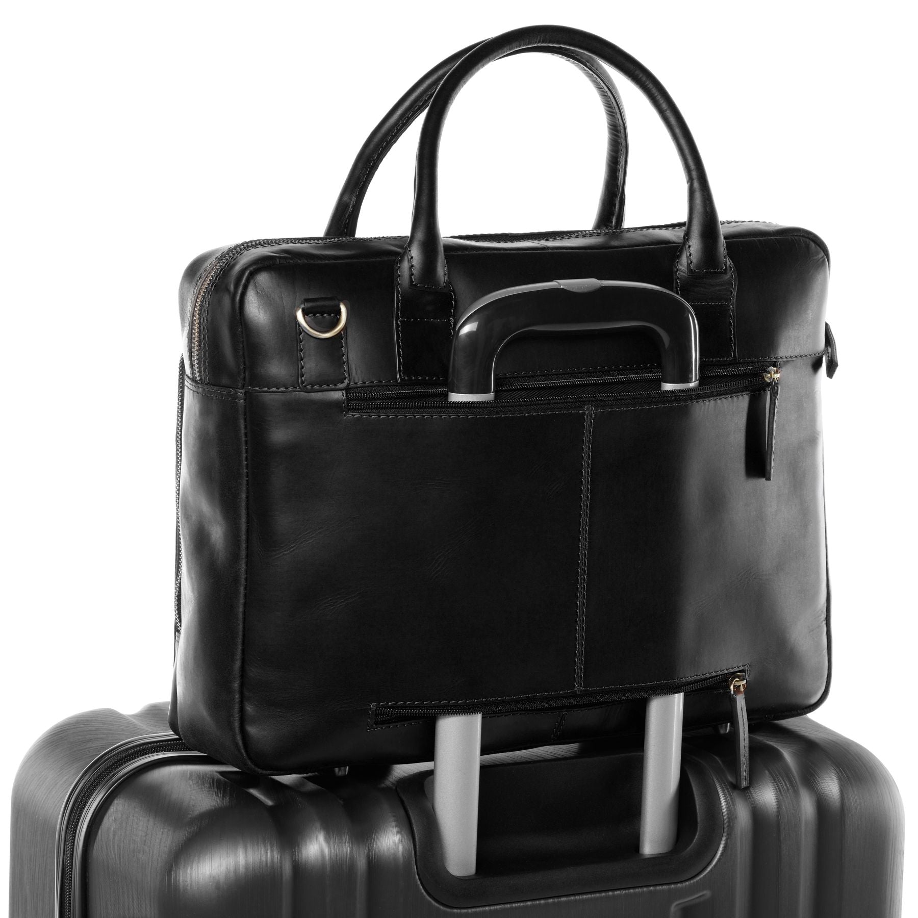 SID & VAIN Laptoptasche Leder XL RYAN schwarz 27974