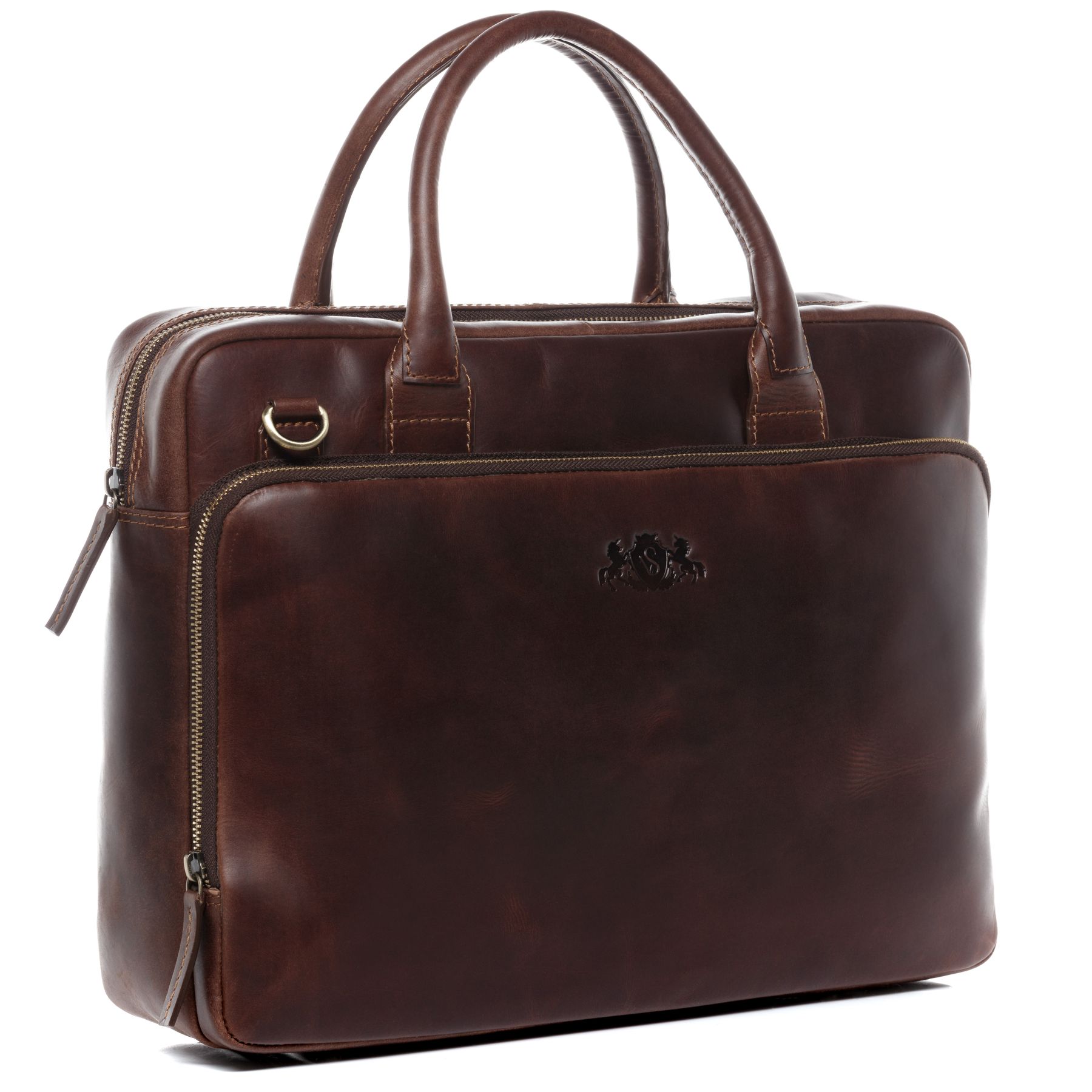 SID & VAIN Laptoptasche Leder XL RYAN braun-cognac 16065