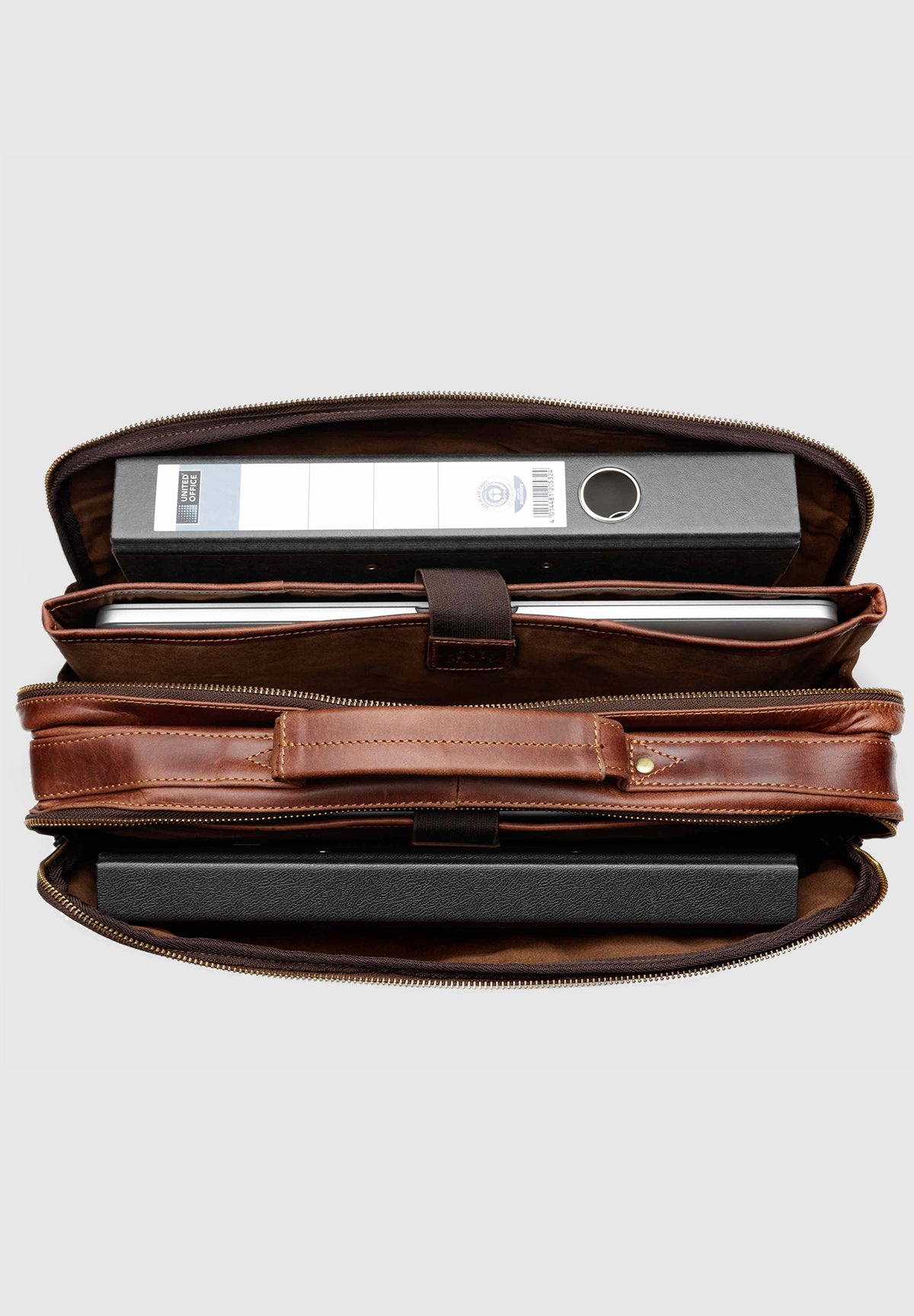 SID & VAIN Laptoptasche Leder XL SIMON braun 26645