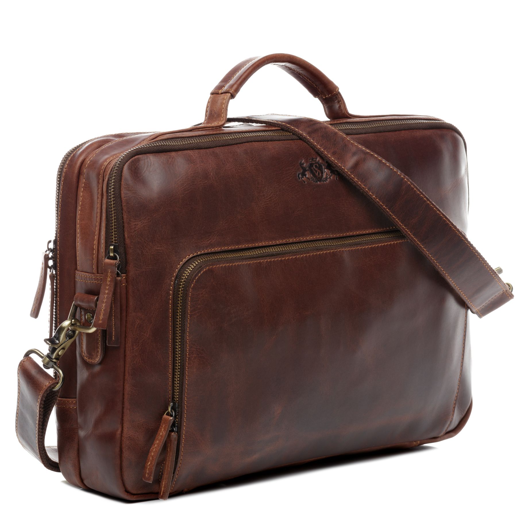 SID & VAIN Laptoptasche Leder XL SIMON braun 25519