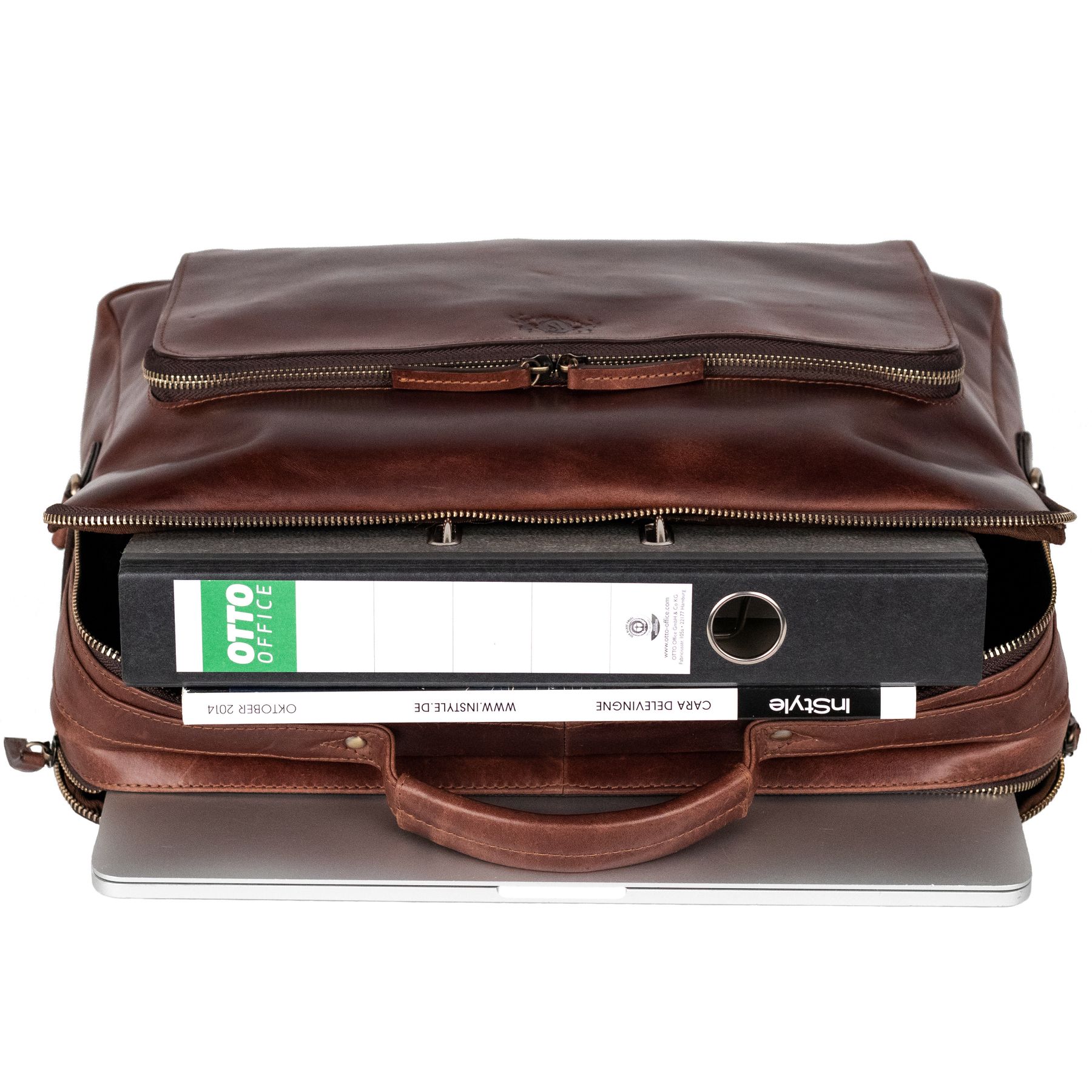 SID & VAIN Laptoptasche Leder XL SIMON braun 25522