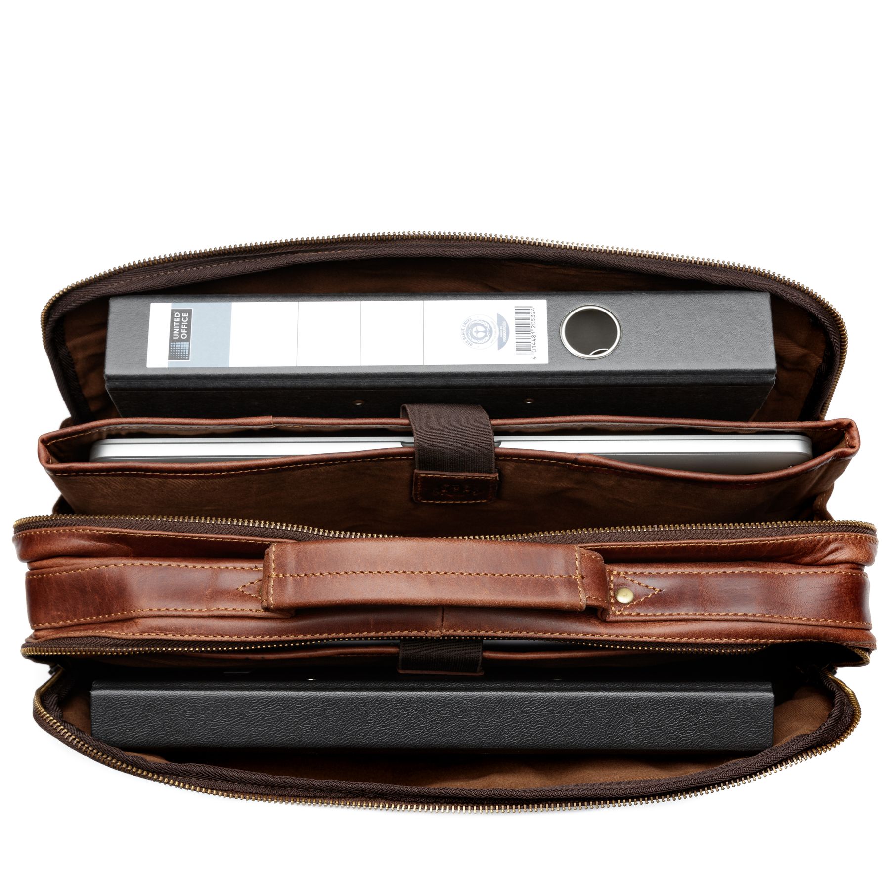 SID & VAIN Laptoptasche Leder XL SIMON braun 25523