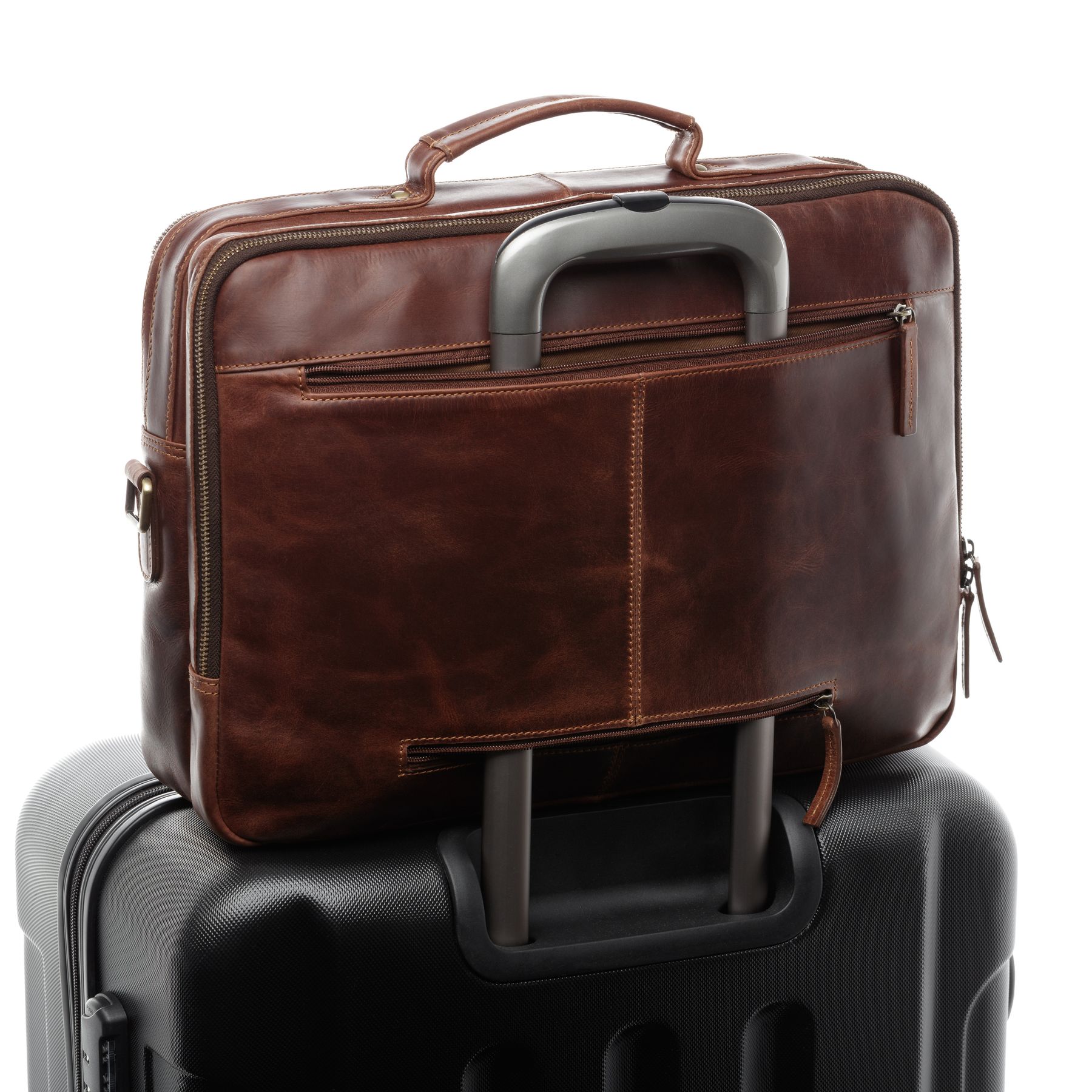SID & VAIN Laptoptasche Leder XL SIMON braun 25525