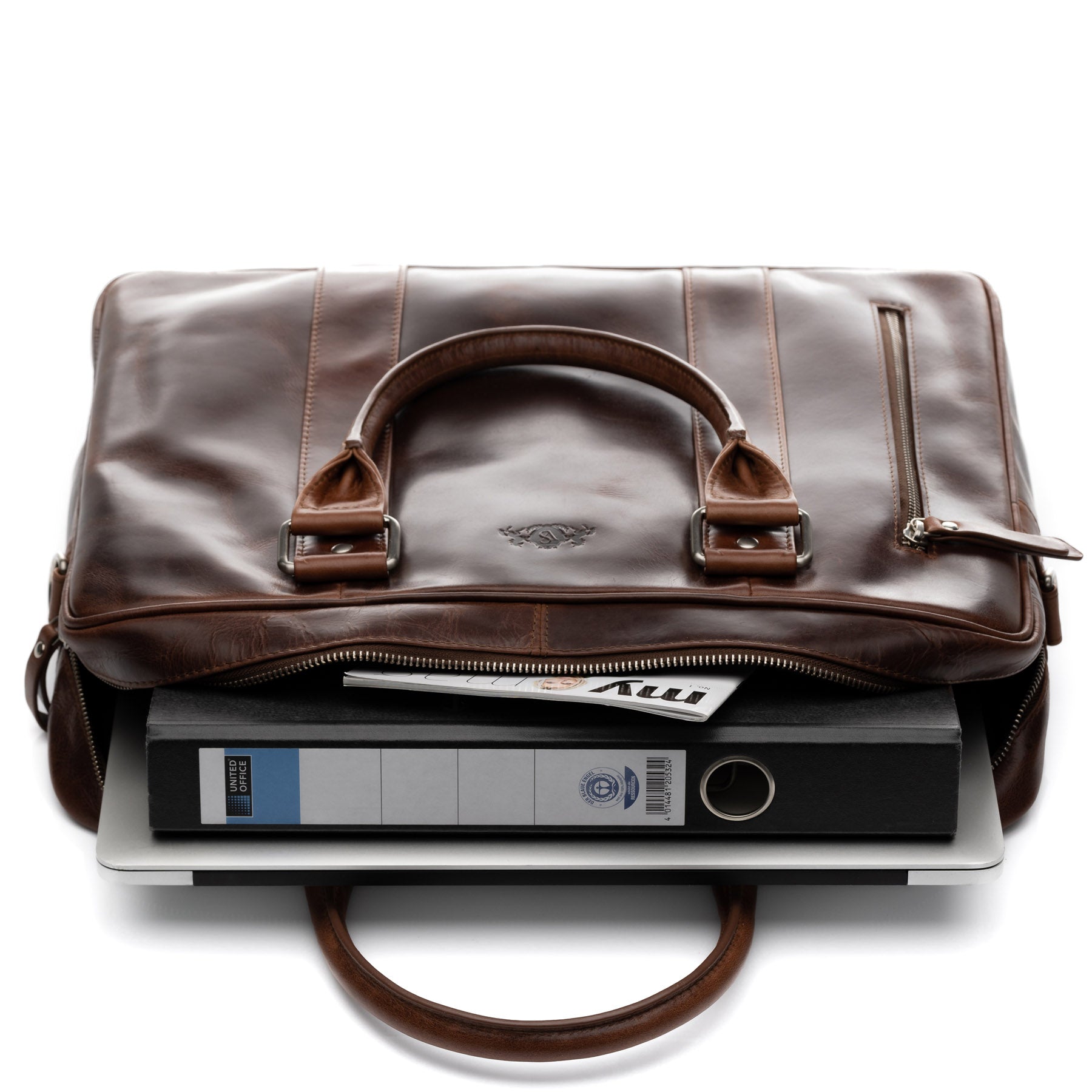SID & VAIN Laptoptasche Leder STOKED braun-cognac 39117