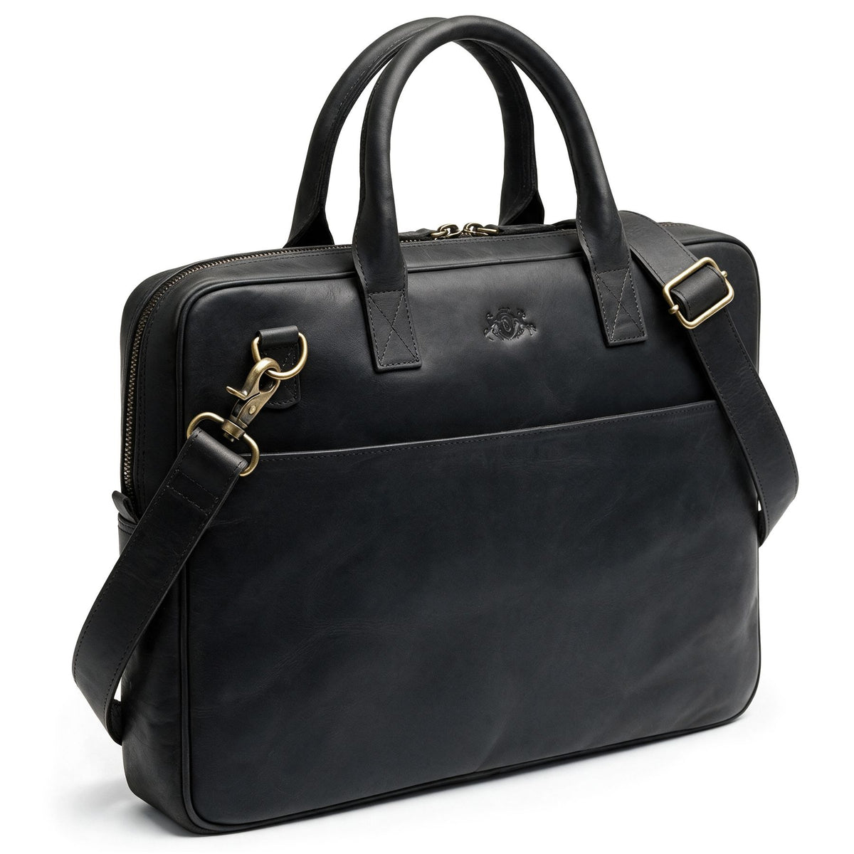 SID & VAIN Laptoptasche echt Leder 15" Zoll Laptop Umhängetasche Aktentasche Herren Business-Tasche ADEN gross schwarz seite