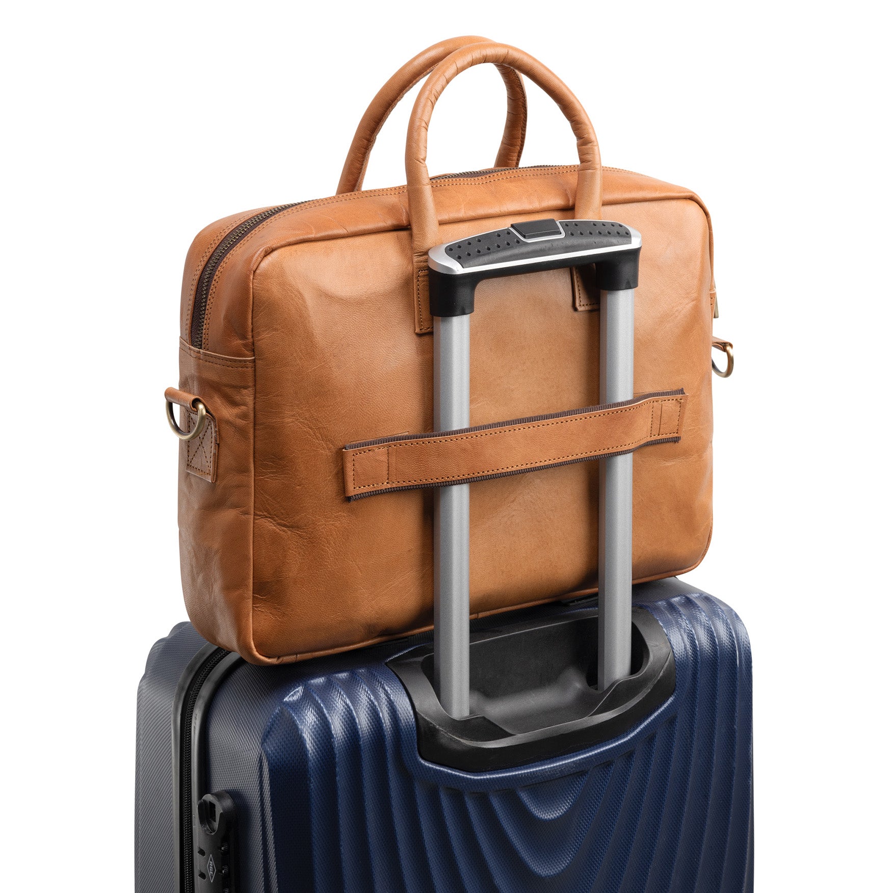 SID & VAIN Laptoptasche echt Leder Umhängetasche Aktentasche Damen Herren Business-Tasche hellbraun CEDAR 50424