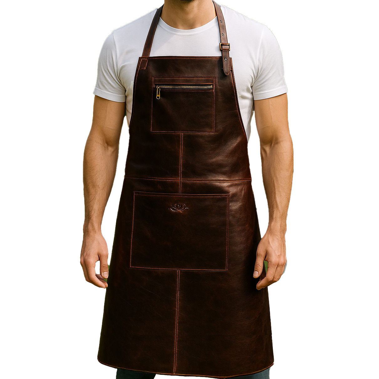 SID & VAIN Lederschürze Leder HEATHROW braun Grillschürze 49544