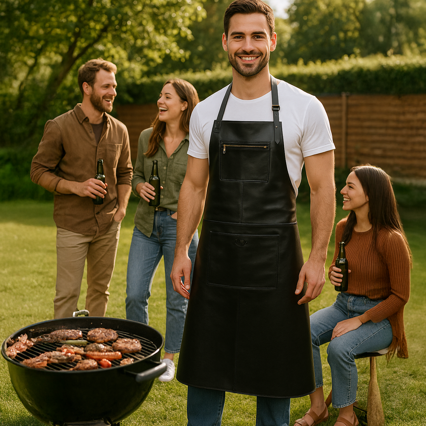SID & VAIN Lederschürze Leder HEATHROW braun Grillschürze 49541