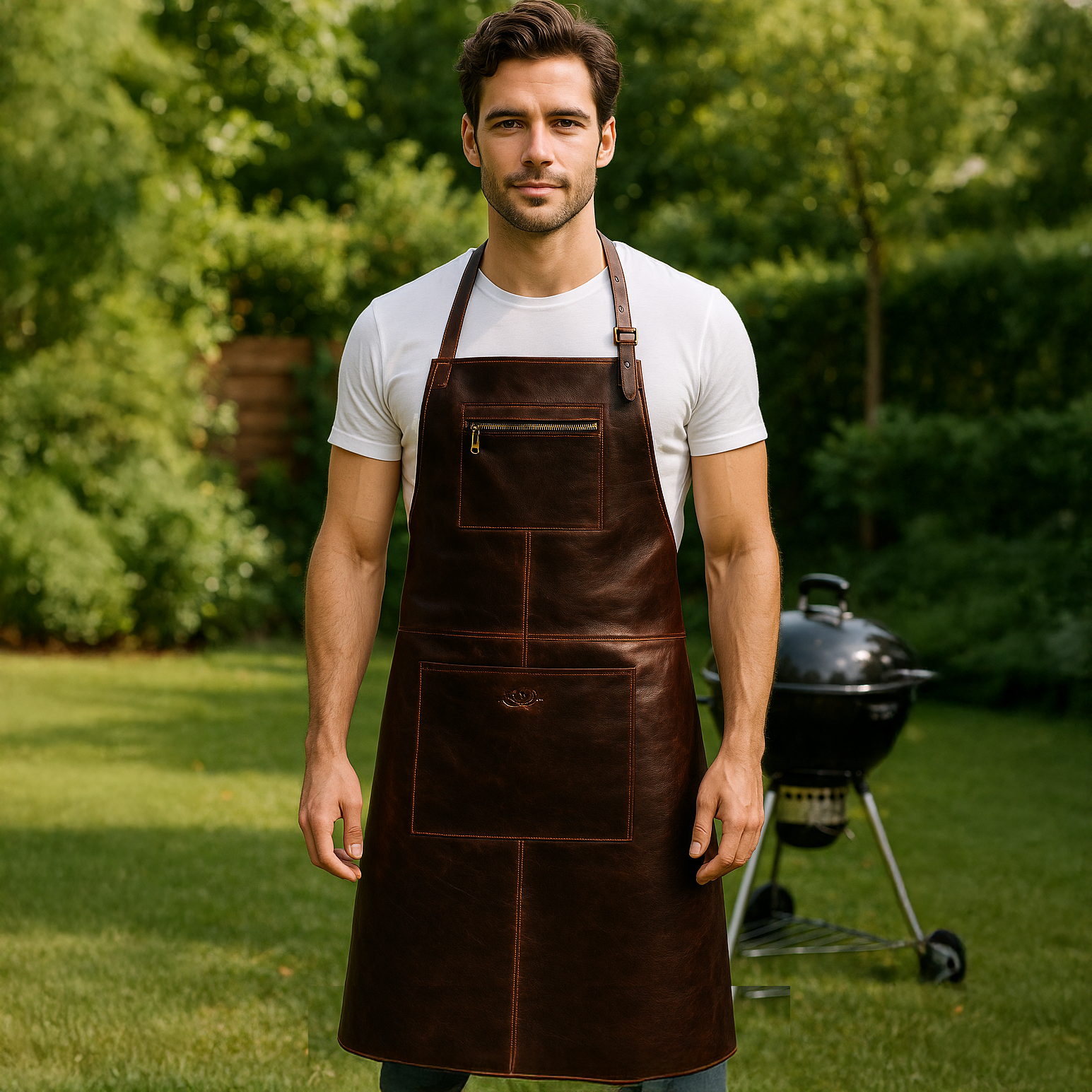 SID & VAIN Lederschürze Leder HEATHROW braun Grillschürze 49545