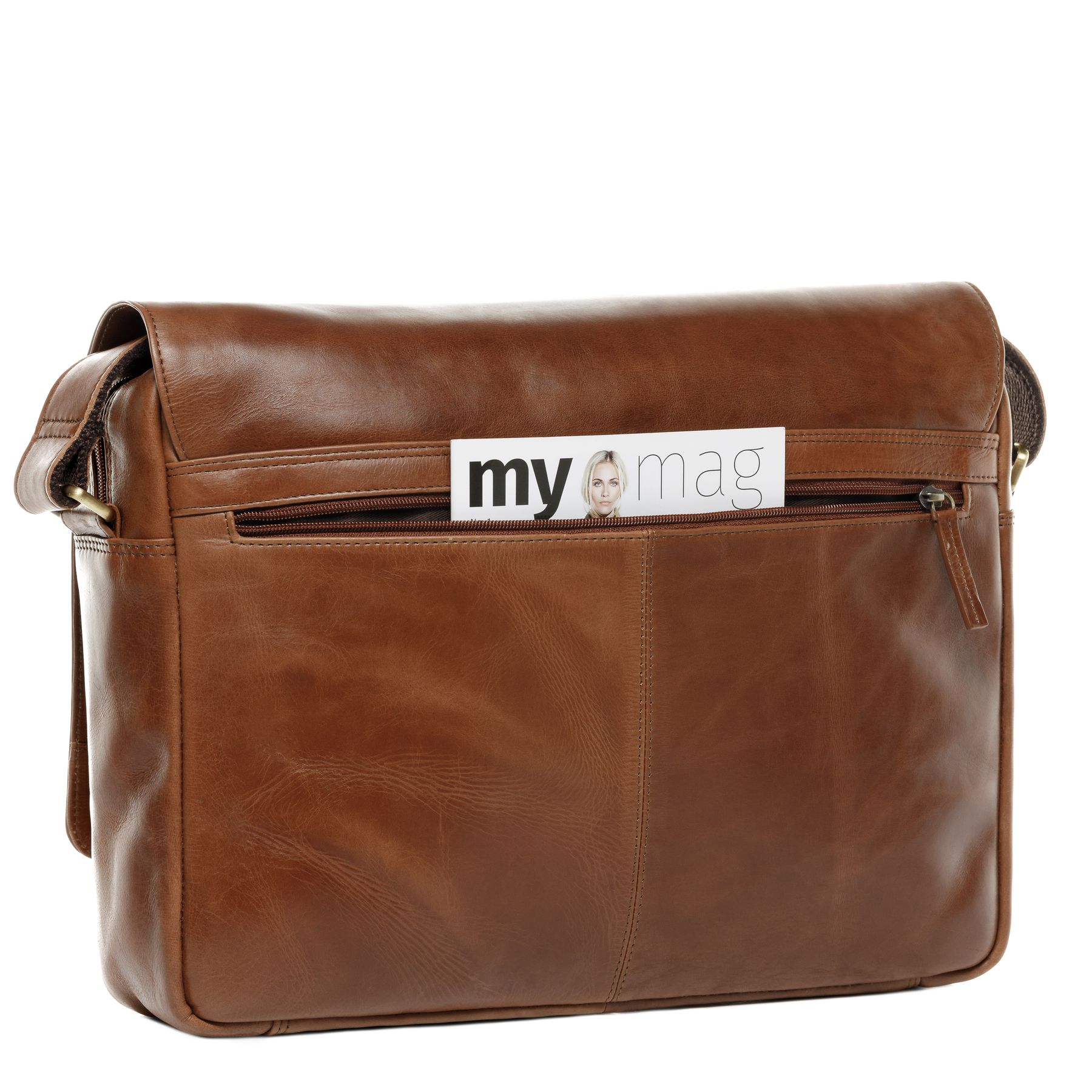 SID & VAIN Laptoptasche Lehrertasche Leder XL AGENT light-brown 32121