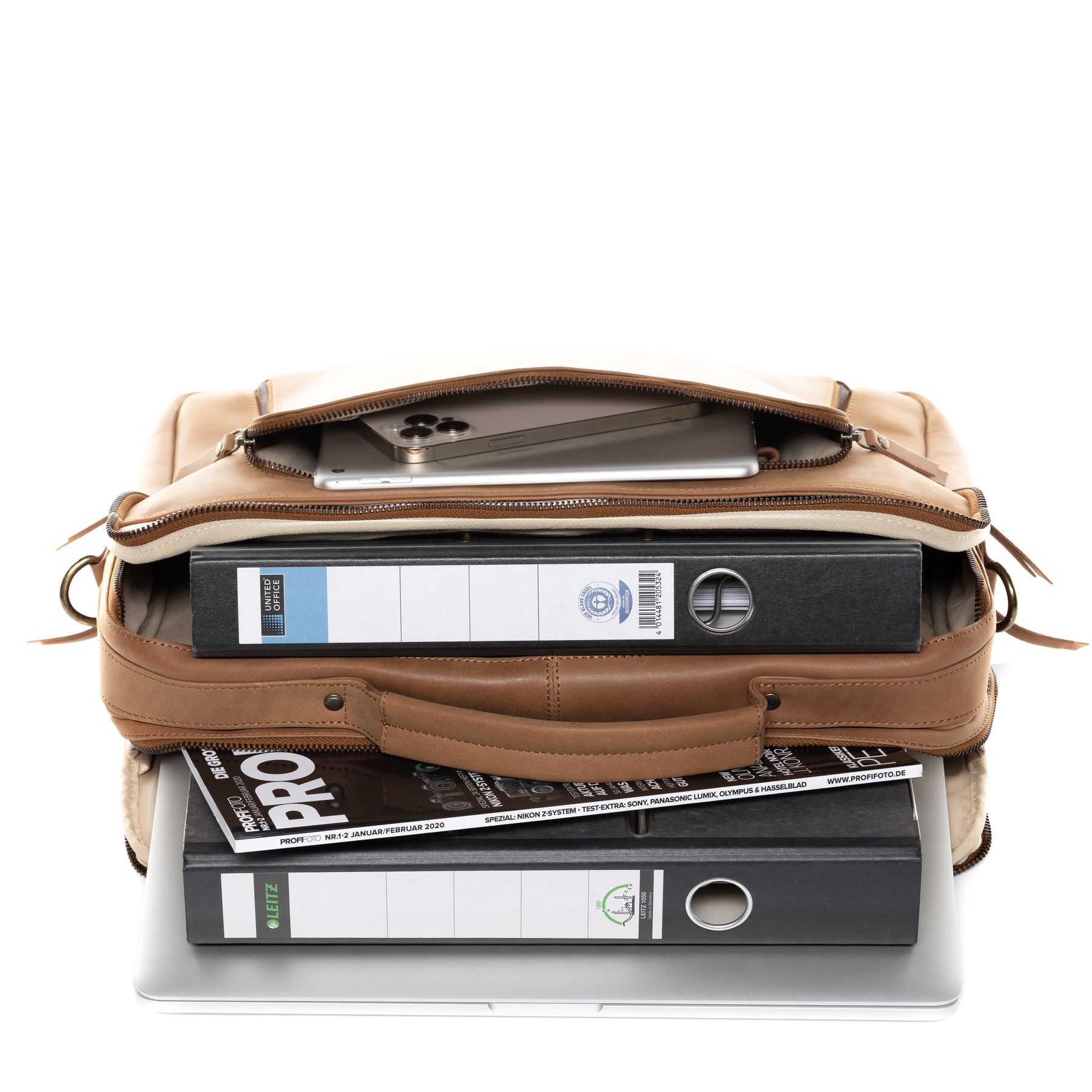 SID & VAIN Lehrertasche Leder CHELSEA braun 15" Aktentasche 36693