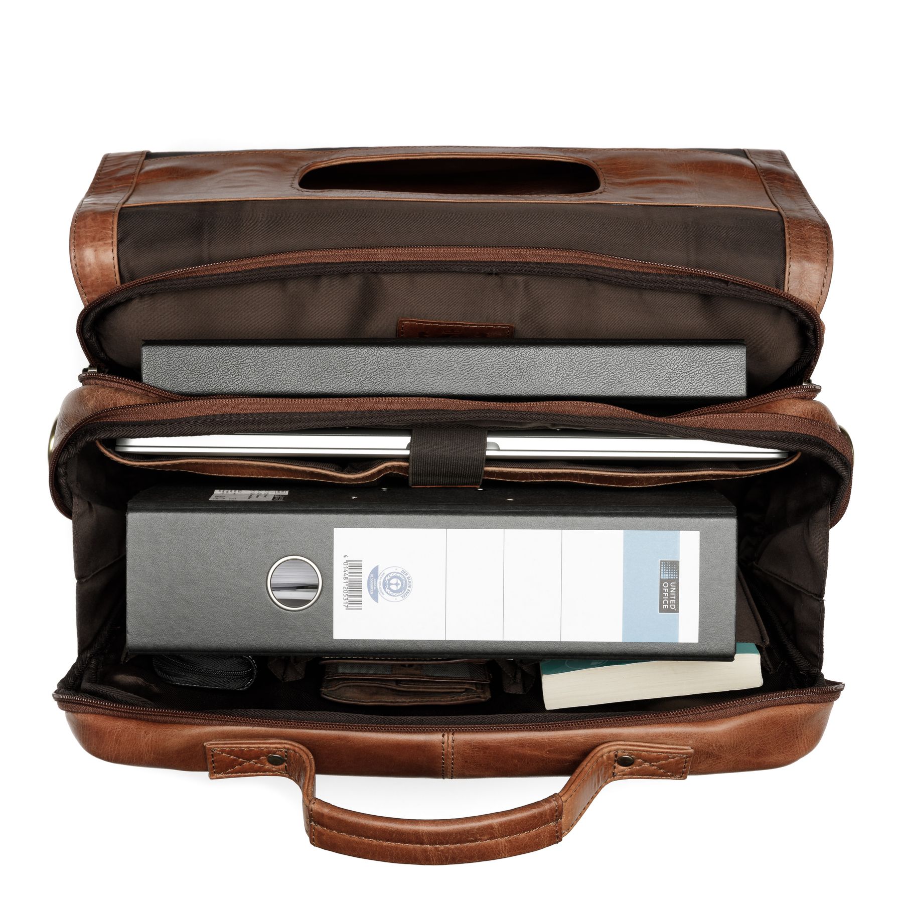 SID & VAIN Laptoptasche Lehrertasche Leder XL SPECTOR light-brown 27124