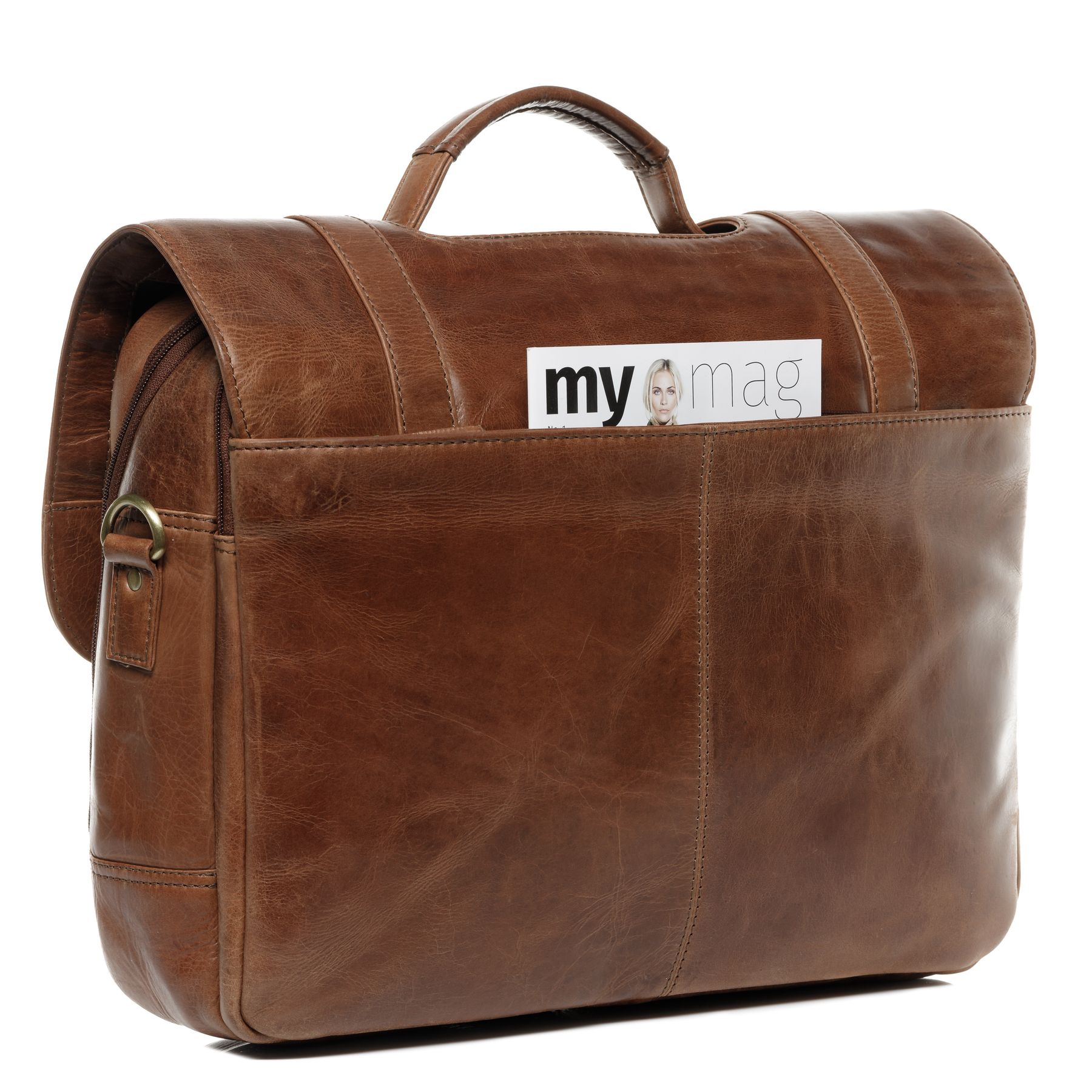 SID & VAIN Laptoptasche Lehrertasche Leder XL SPECTOR light-brown 27127