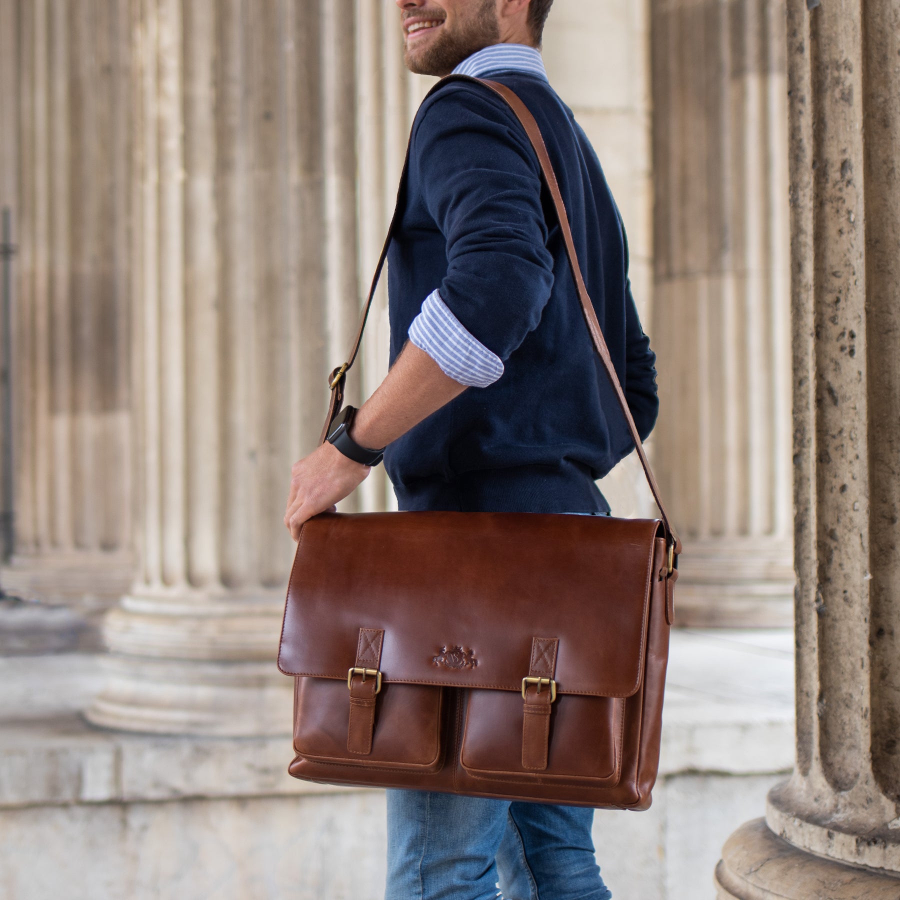 SID & VAIN Lehrertasche Leder SERGEANT braun Laptoptasche 2