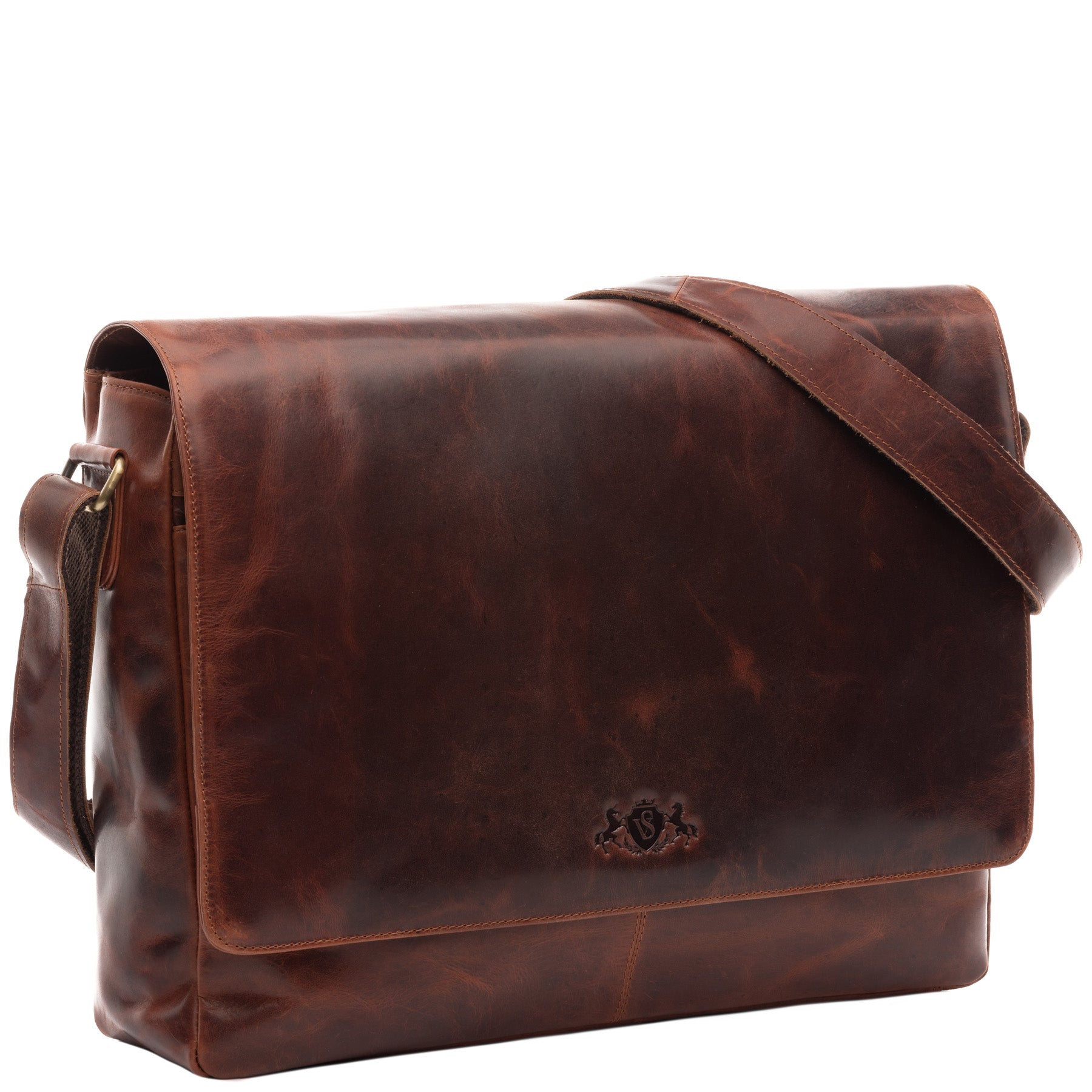 SID & VAIN Messenger Bag Leder SPENCER cognac-braun 1