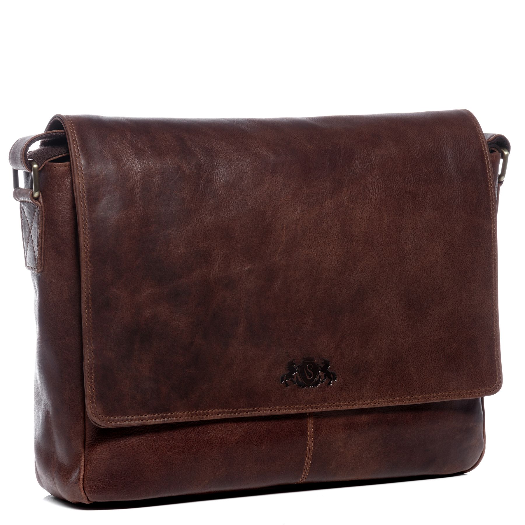 SID & VAIN Laptoptasche Leder Messenger Bag Leder SPENCER brown-retro 16344