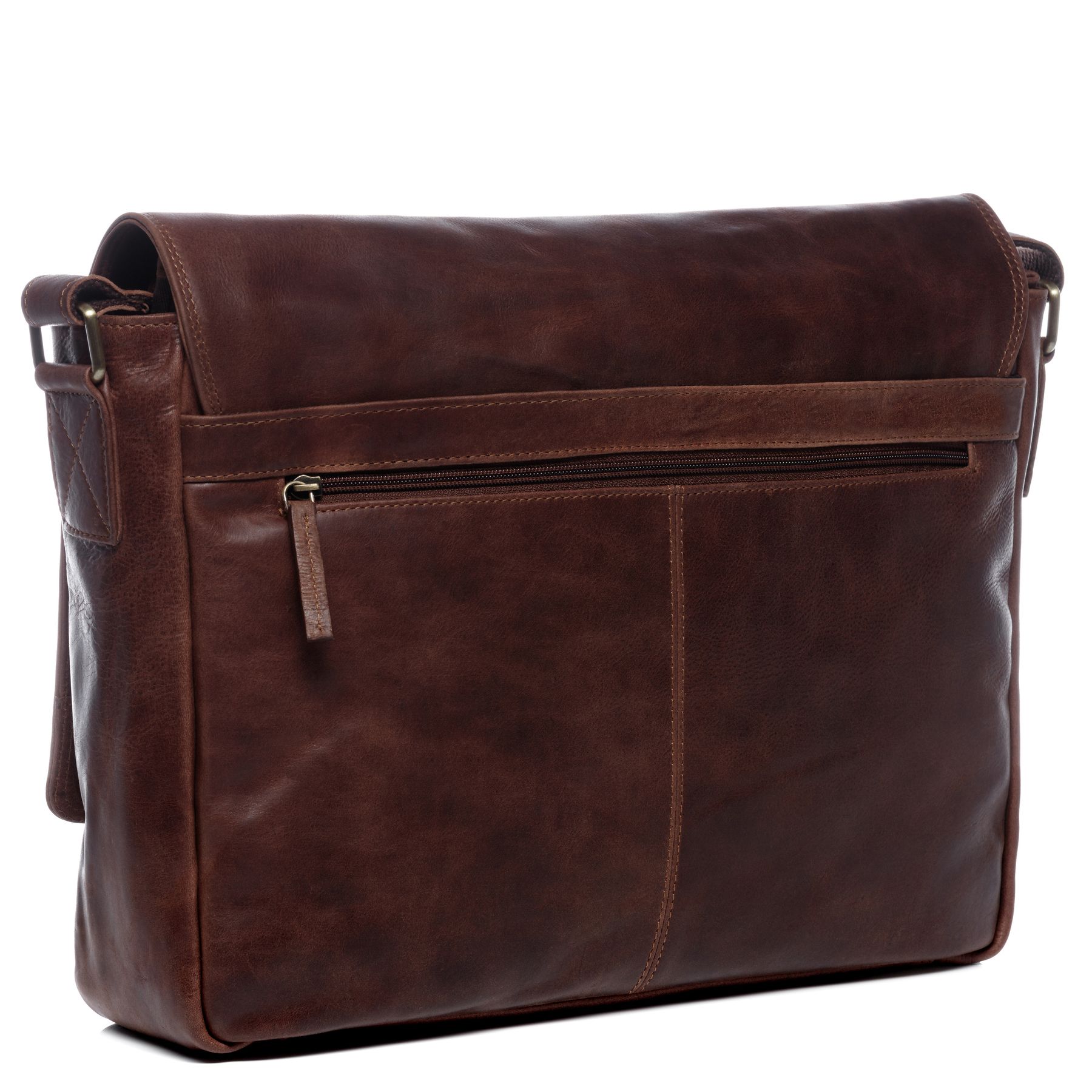 SID & VAIN Laptoptasche Leder Messenger Bag Leder SPENCER brown-retro 16346