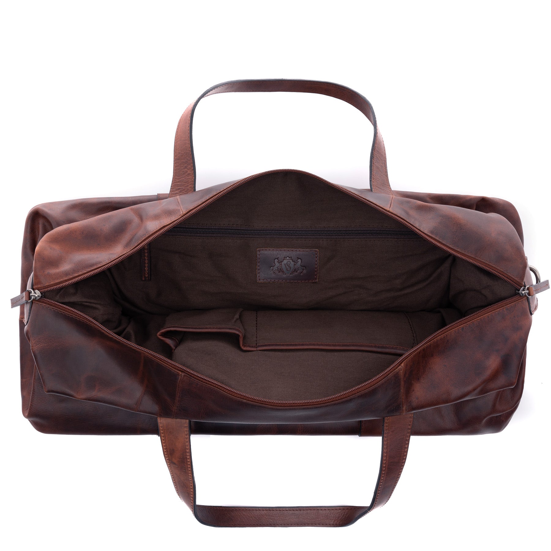 SID & VAIN Reisetasche Leder AUBURN braun Weekender 45669