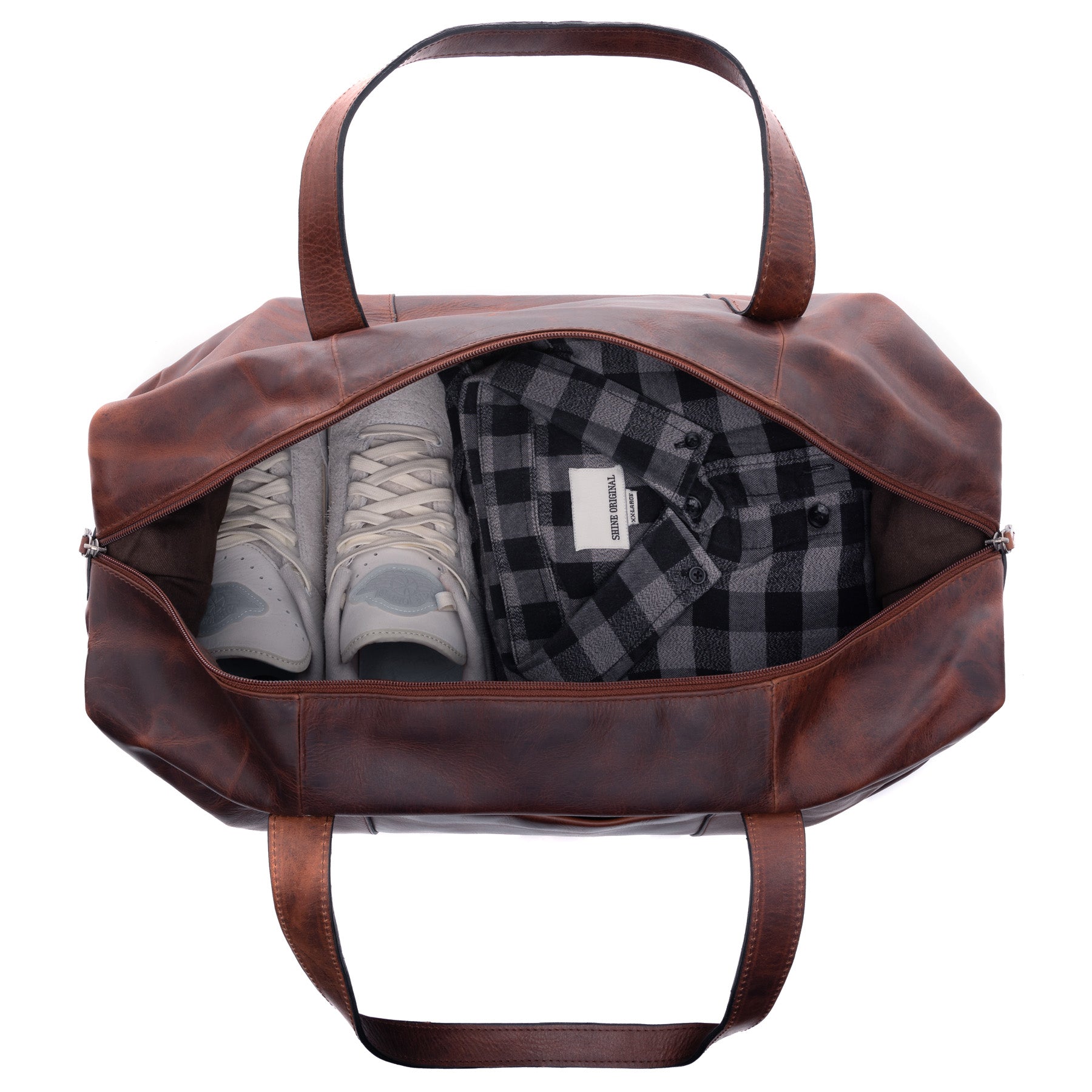SID & VAIN Reisetasche Leder AUBURN braun Weekender 45668