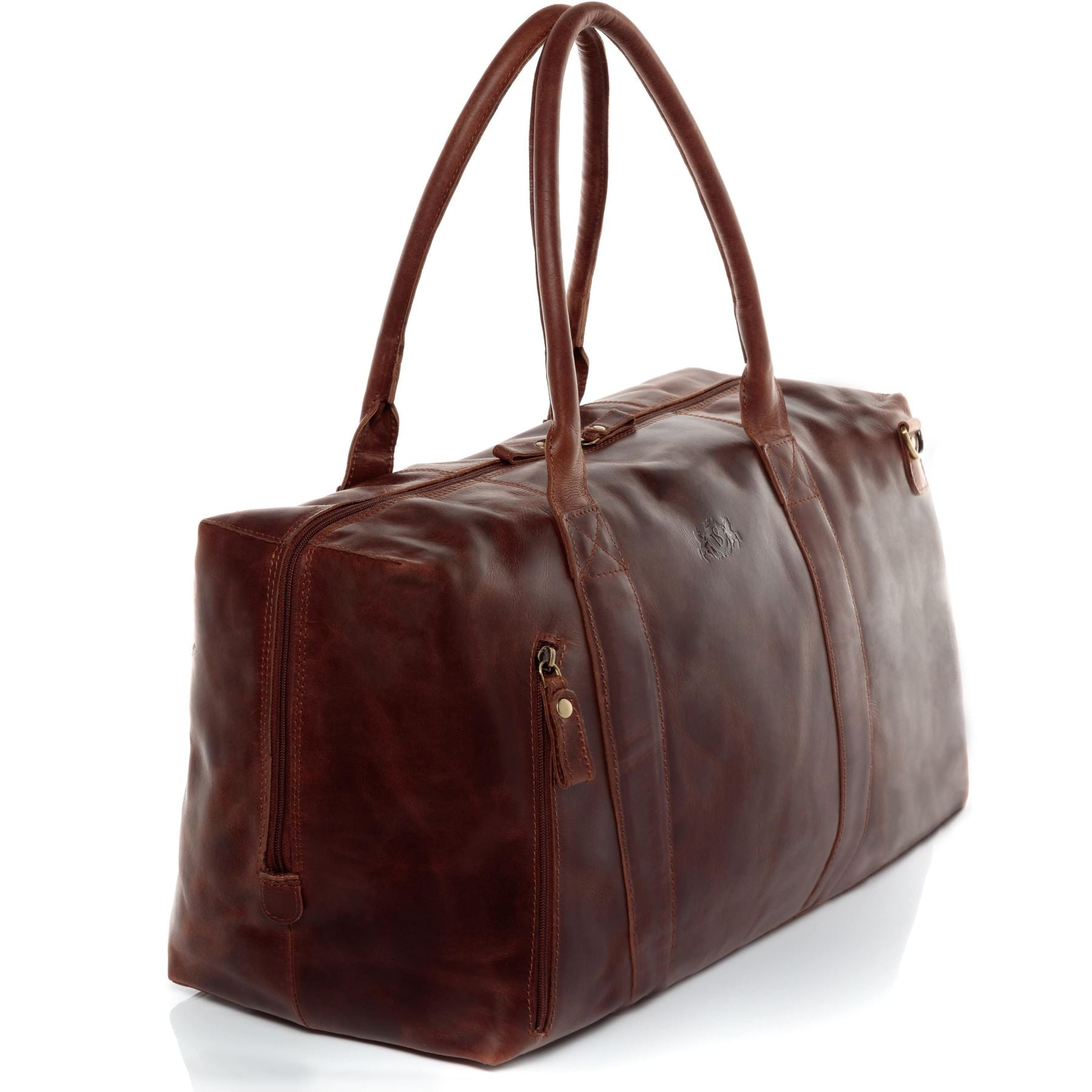 SID & VAIN Reisetasche Leder mit Hangtag YALE ZIP braun-cognac 15971