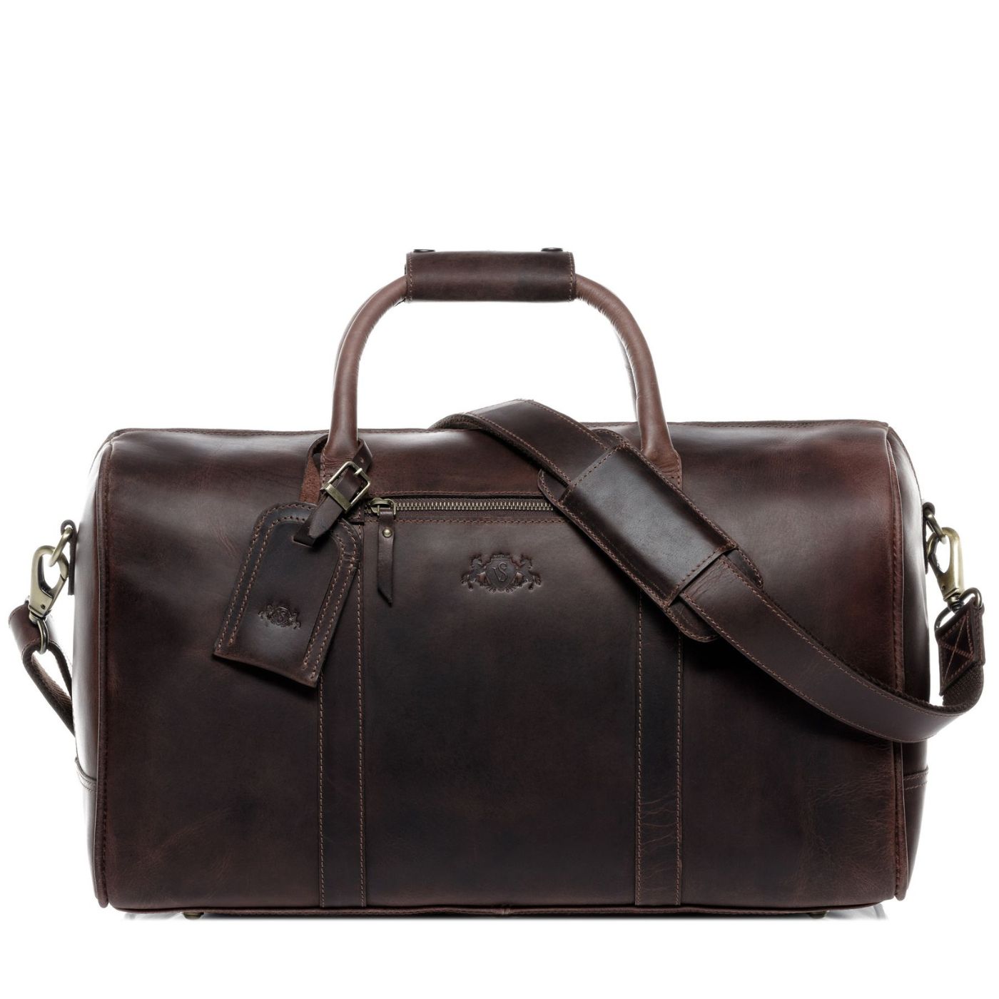 Sid and Vain Produktbild auf weißem Hintergrund Reisetasche Leder dunkelbraun