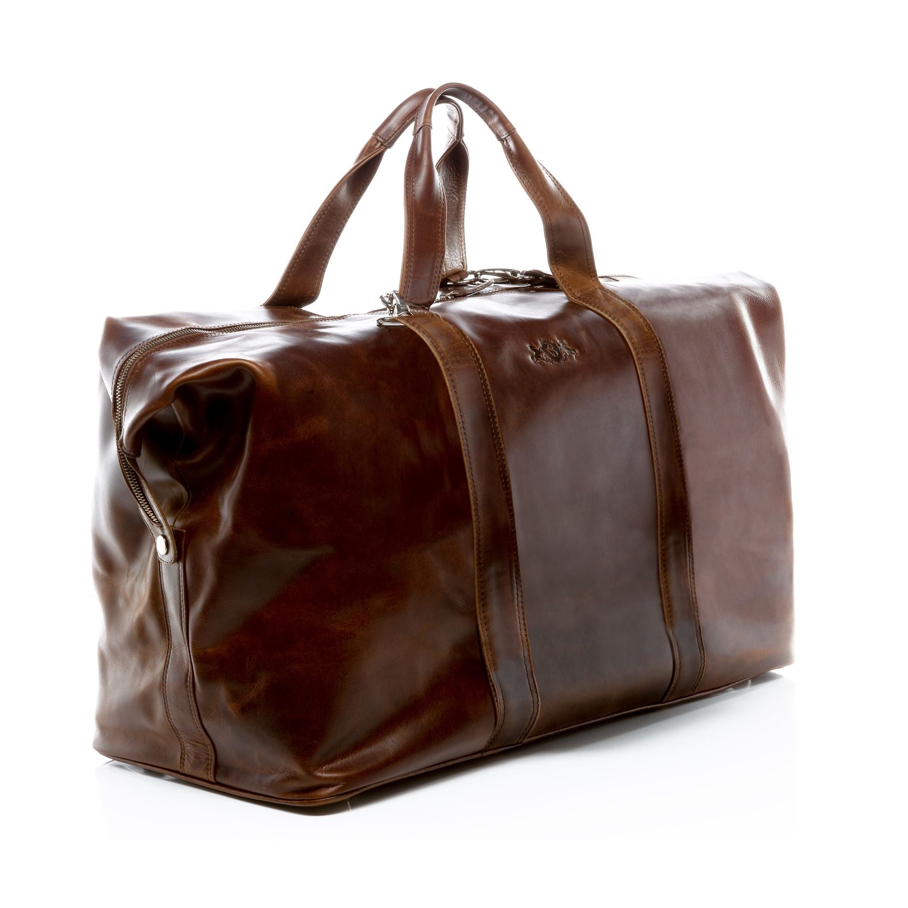 SID & VAIN Reisetasche Leder mit Hangtag XXL CHESTER braun-cognac 15744