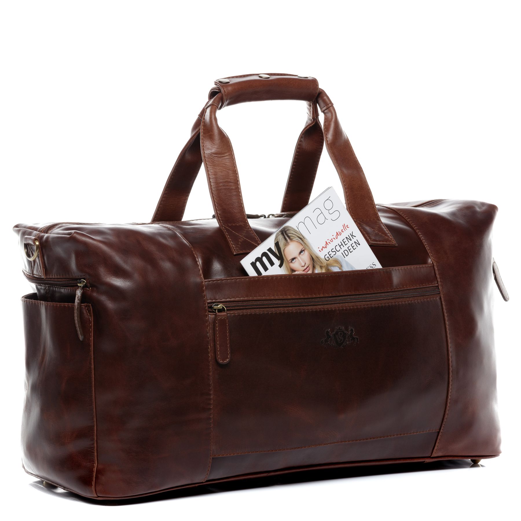 SID & VAIN Reisetasche Leder XL BRISTOL SIDE brown 21787