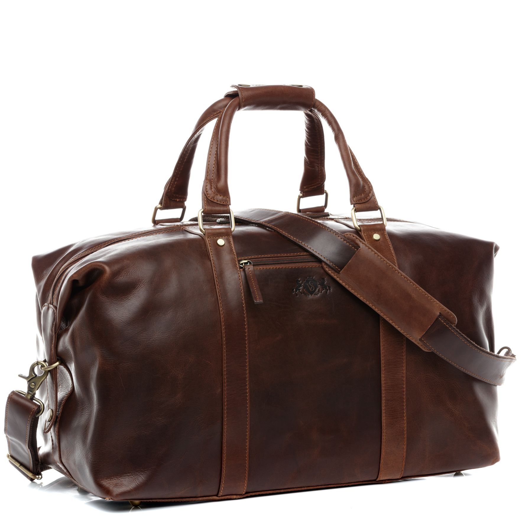 SID & VAIN XL travel bag leather ZANE brown sports bag