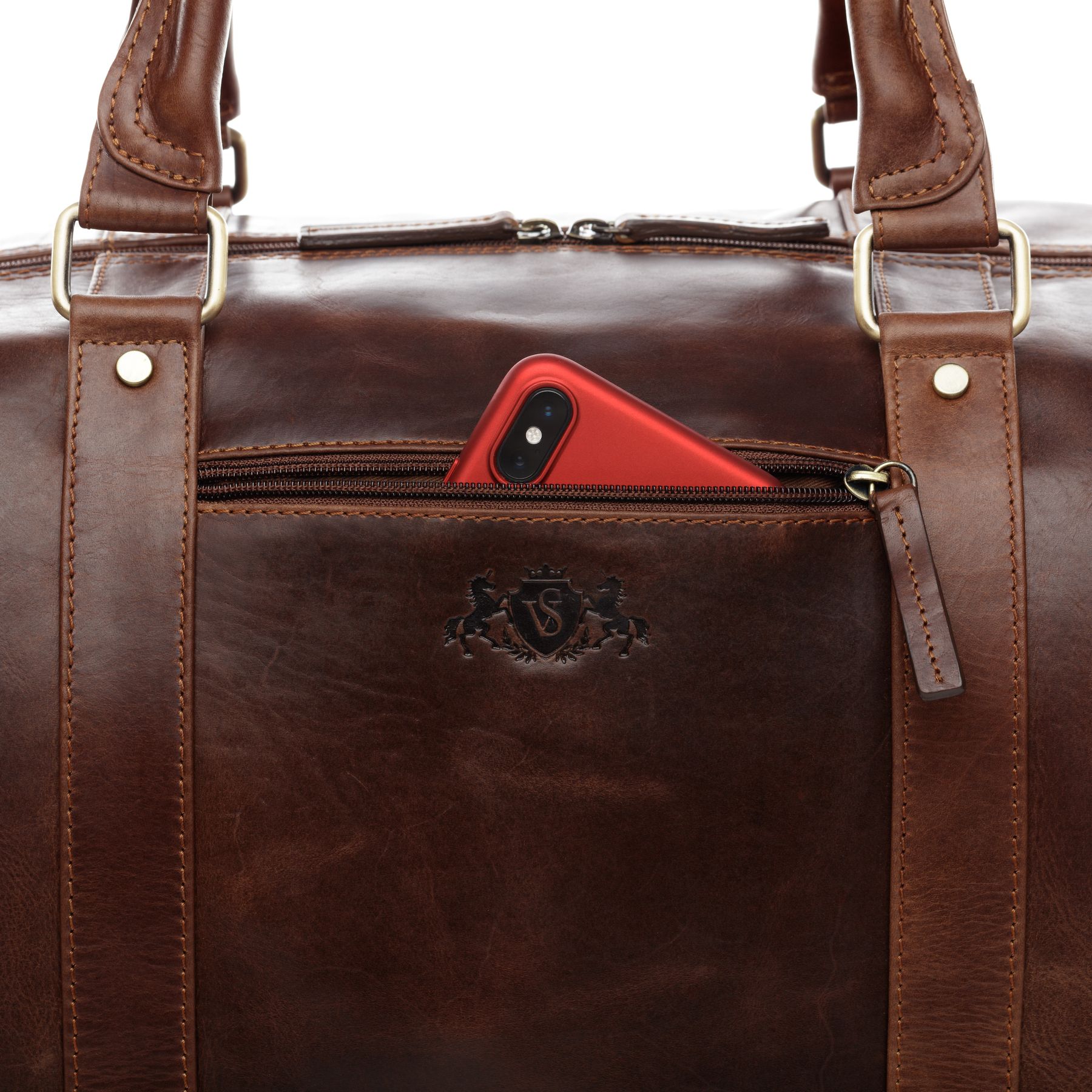 SID & VAIN Reisetasche groß Leder XL ZANE braun-cognac 21117