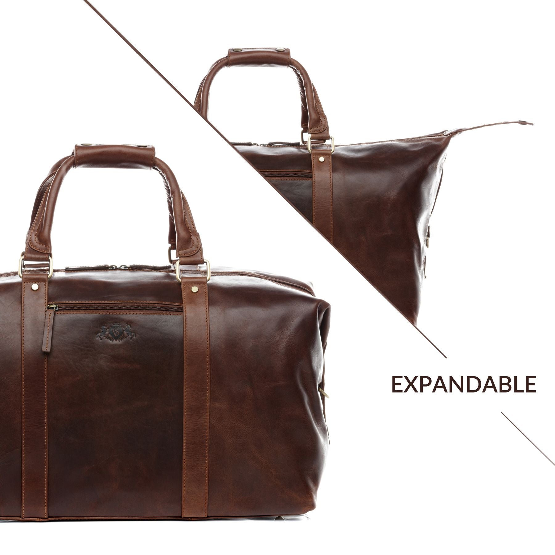 SID & VAIN Reisetasche groß Leder XL ZANE braun-cognac 21631