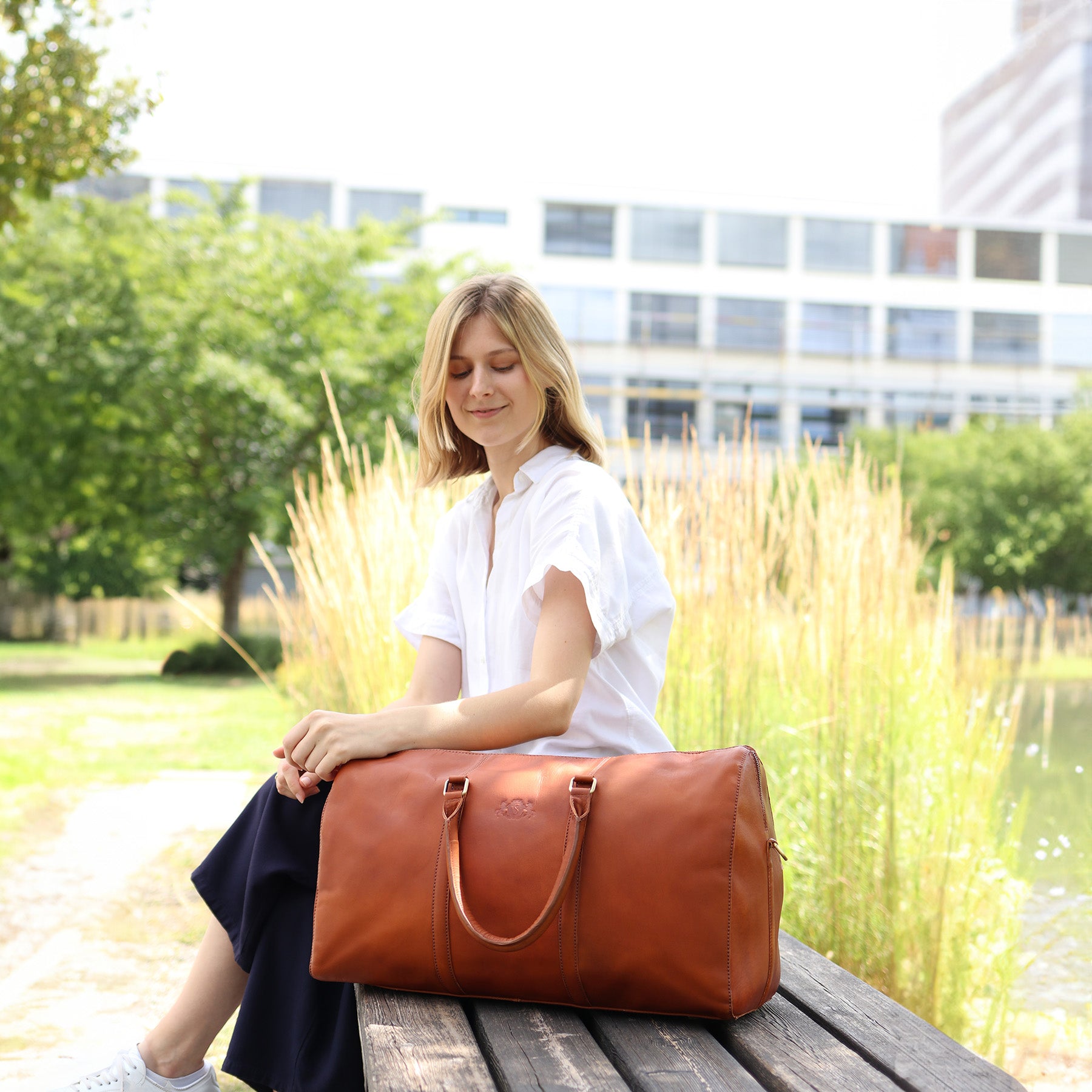 SID & VAIN Reisetasche Leder-female SKYLER chestnut 42049