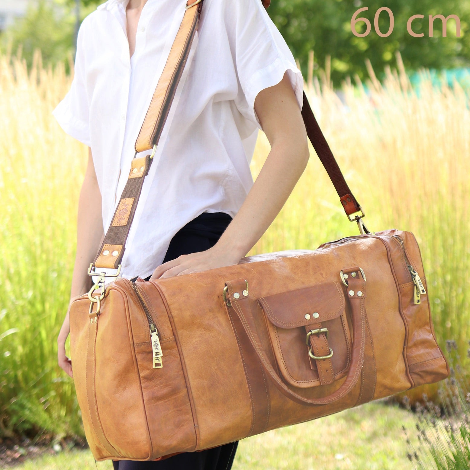 SID & VAIN Reisetasche Leder LANDON braun Weekender 50206