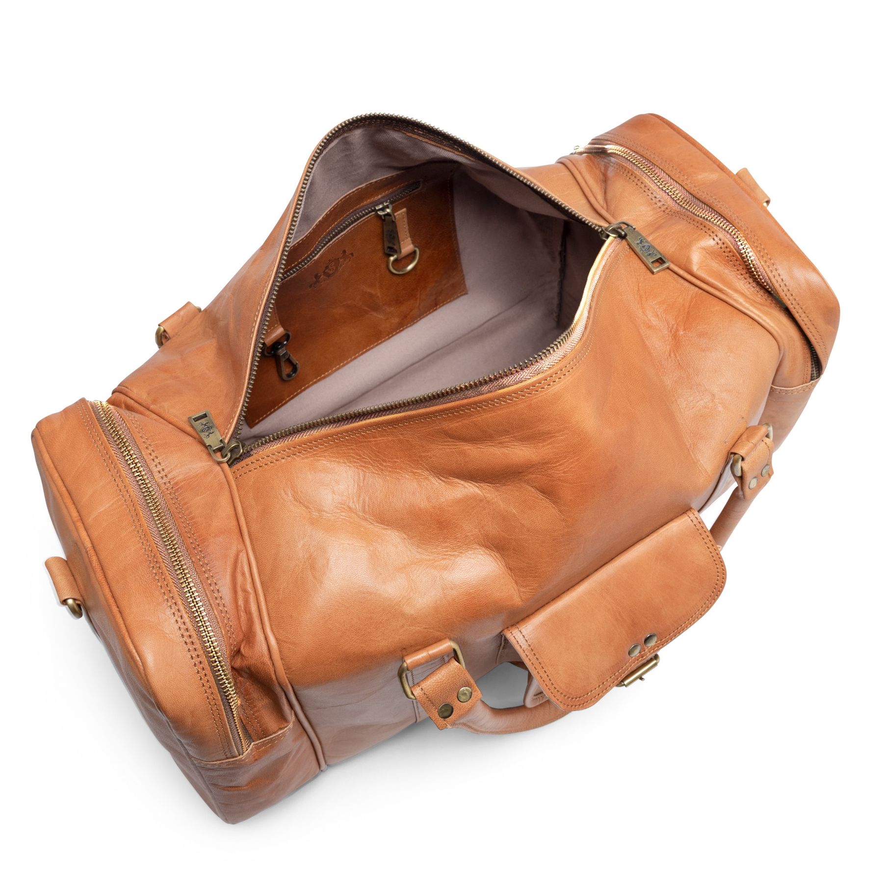 SID & VAIN Reisetasche echt Leder Sporttasche Handgepäck Damen Herren Weekender hellbraun LANDON gross 50590