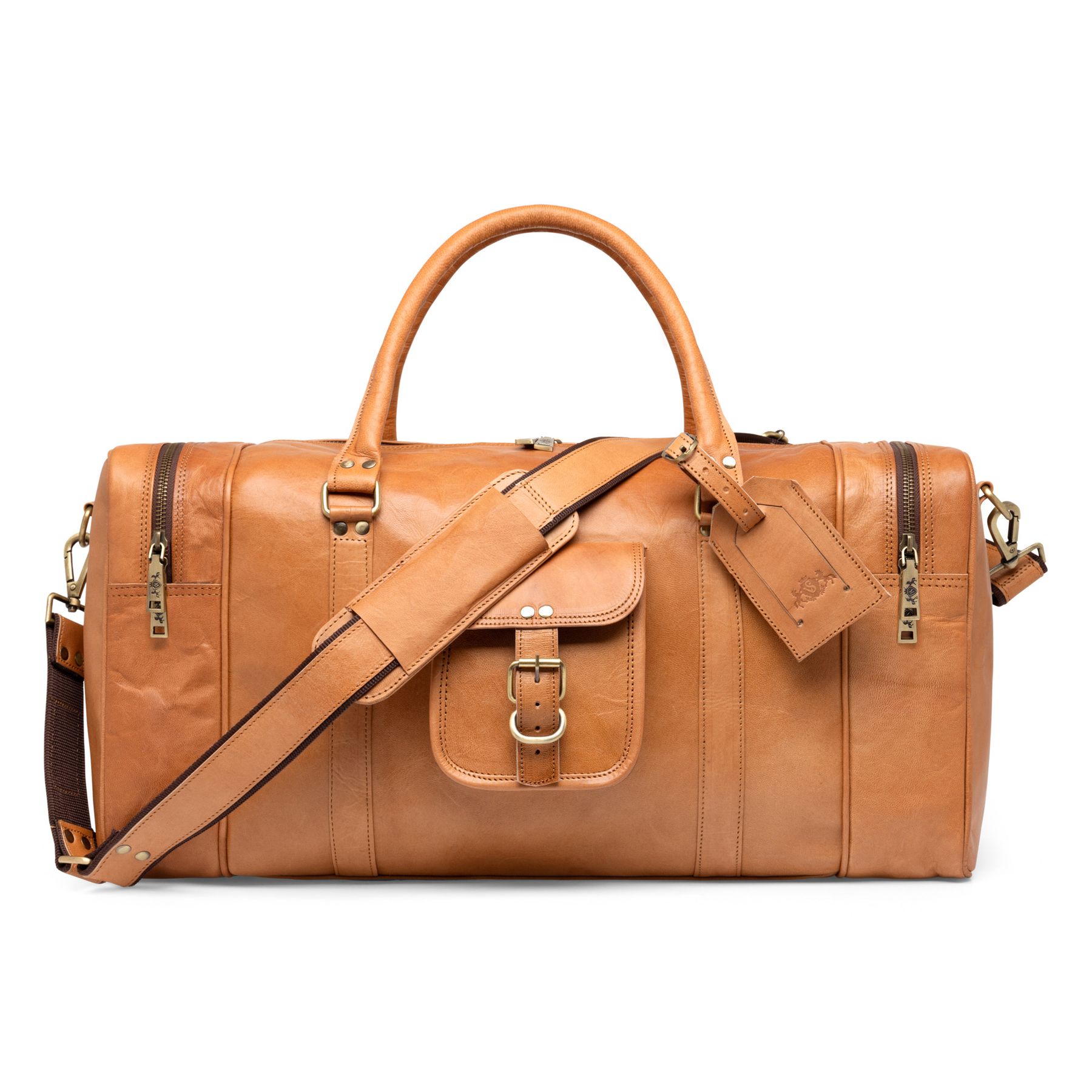 SID & VAIN Reisetasche Leder LANDON braun Weekender 14