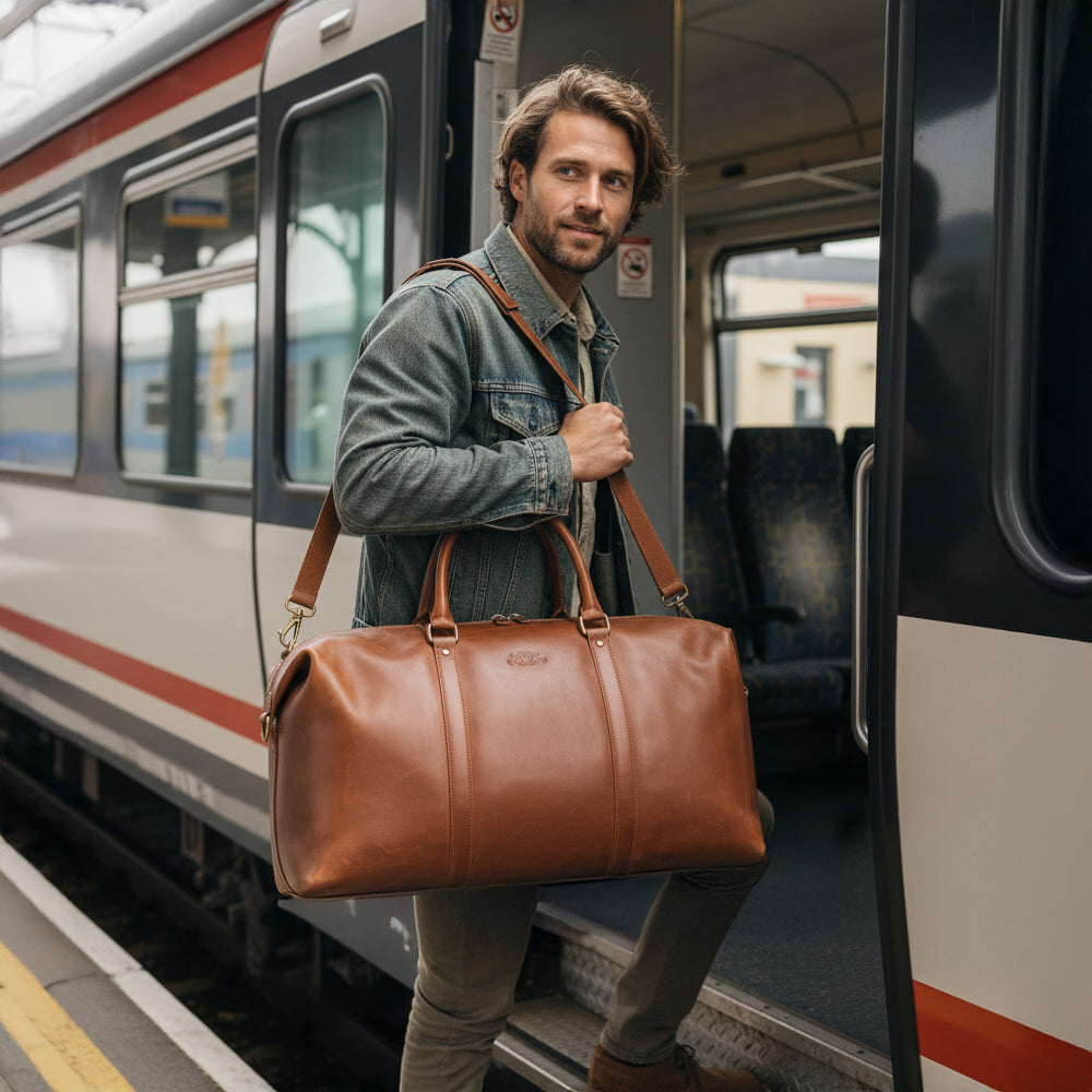 SID & VAIN Reisetasche Leder HARPER chestnut2