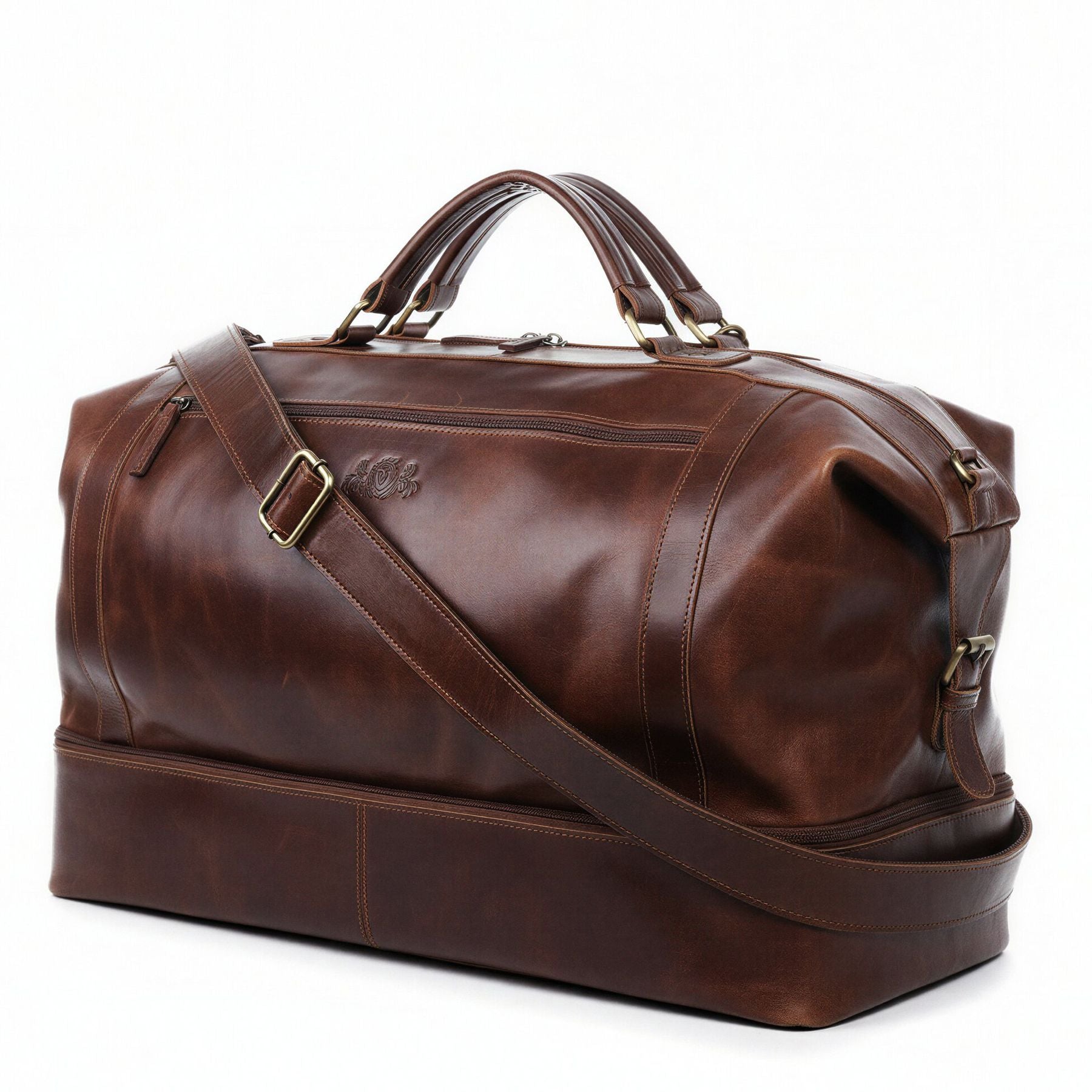 SID & VAIN Reisetasche Leder mit Schuhfach XL KINGSTON braun-cognac 1