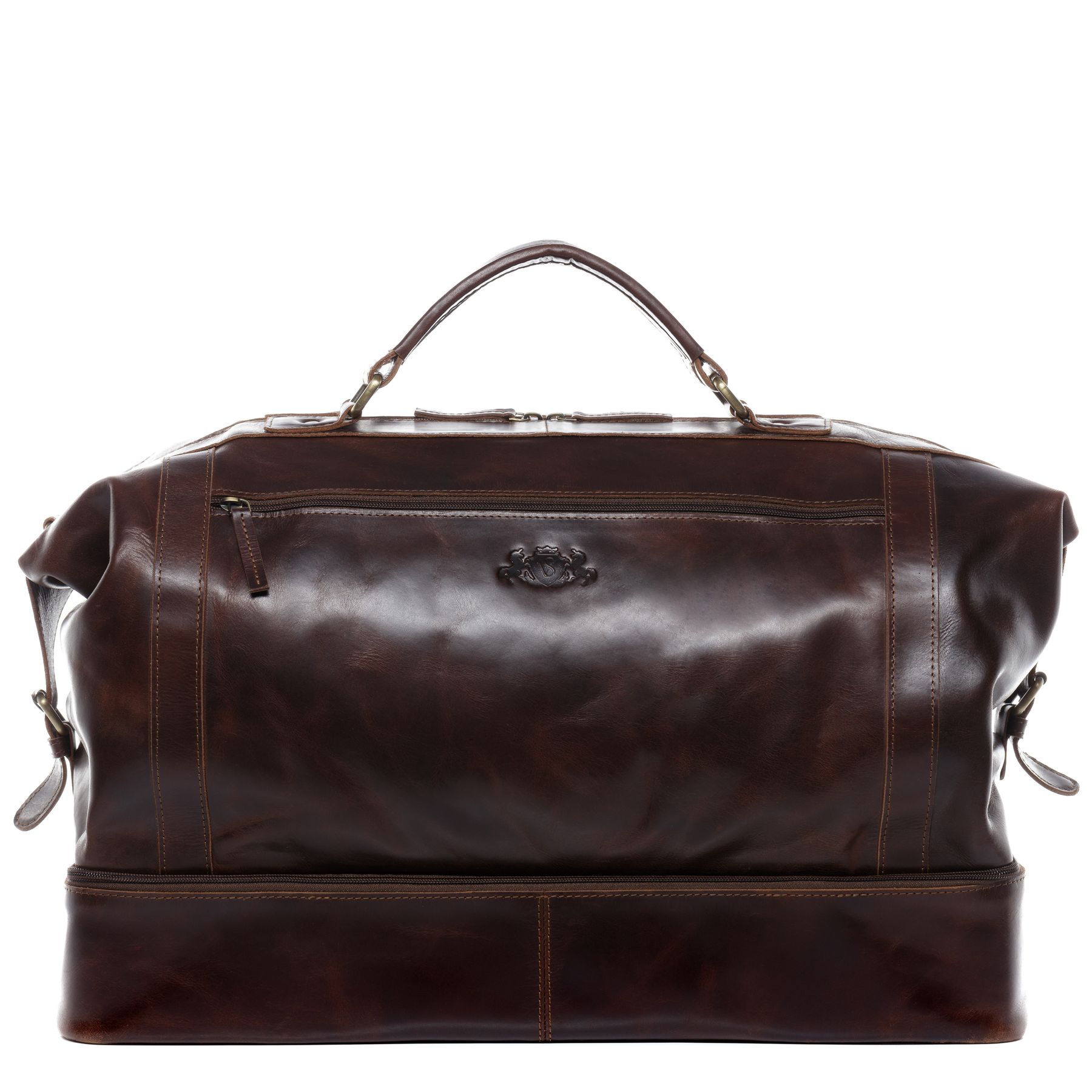 SID & VAIN Reisetasche Leder mit Schuhfach XL KINGSTON braun-cognac 16200