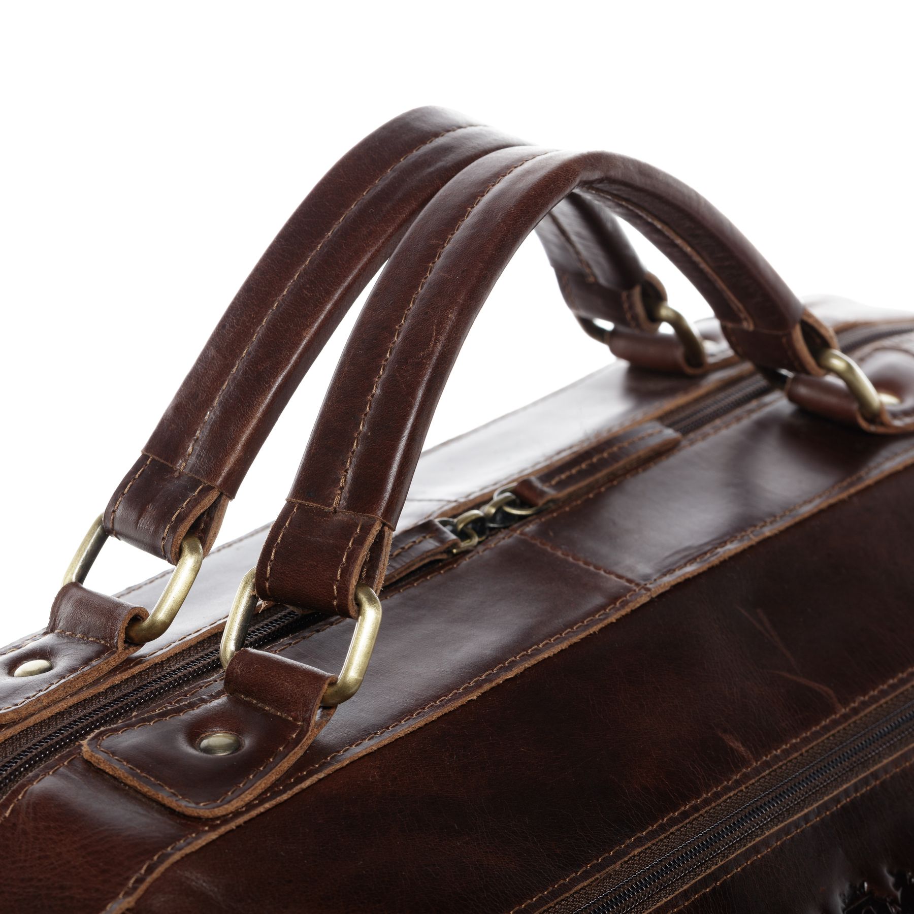 SID & VAIN Reisetasche Leder mit Schuhfach XL KINGSTON braun-cognac 16203