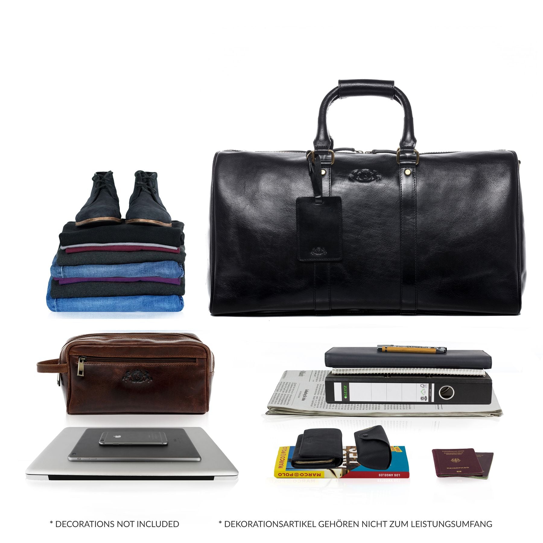 SID & VAIN Reisetasche Leder FRANKLIN schwarz 19311