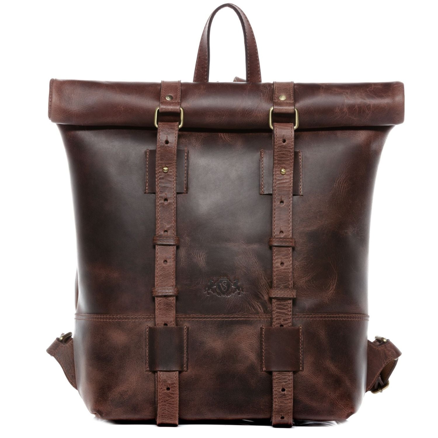 Sid and Vain Rucksack Leder Chaz dunkelbraun Produktbild auf weißem Hintergrund