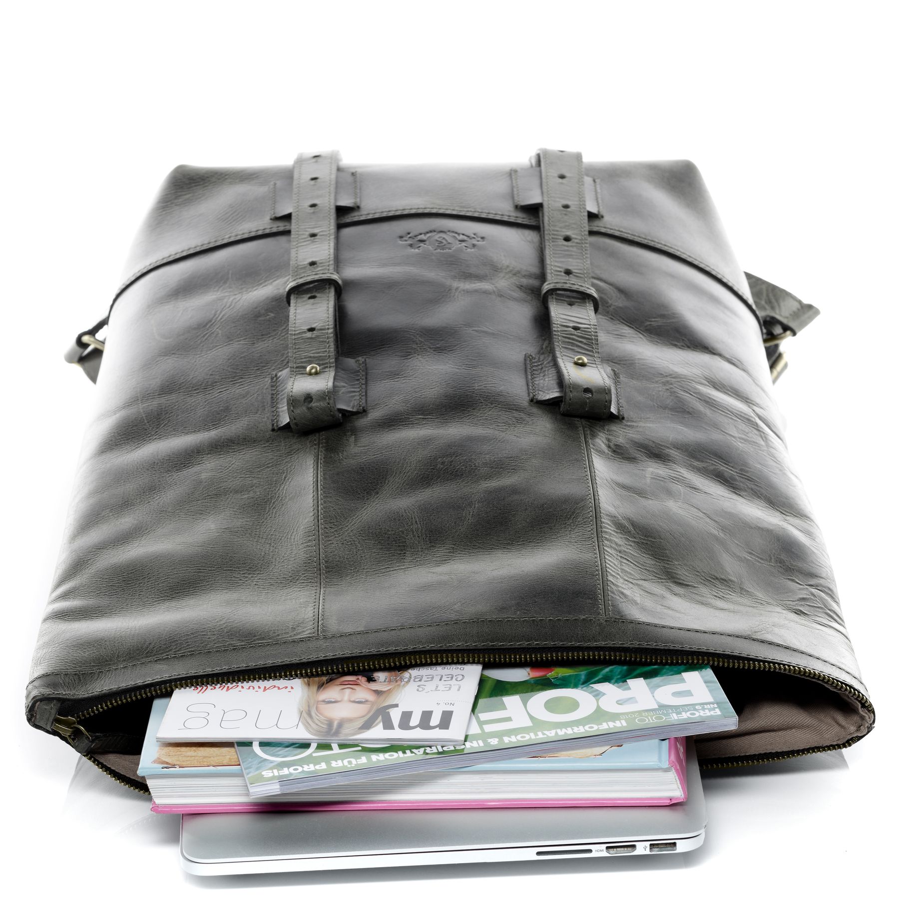 SID & VAIN Rucksack Leder XXL CHAZ schwarz-vintage 23528