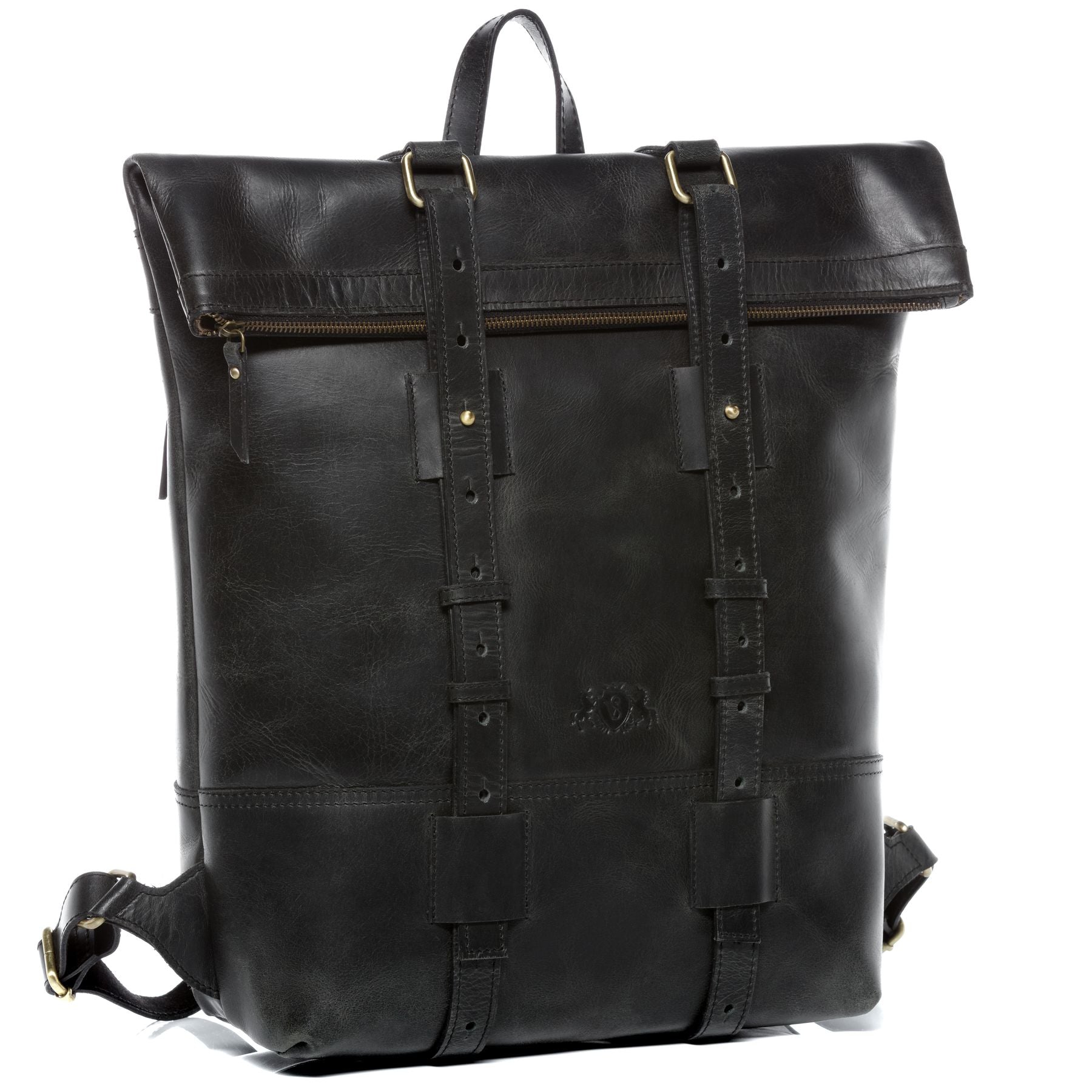 SID & VAIN Rucksack Leder XXL CHAZ schwarz-vintage 24070
