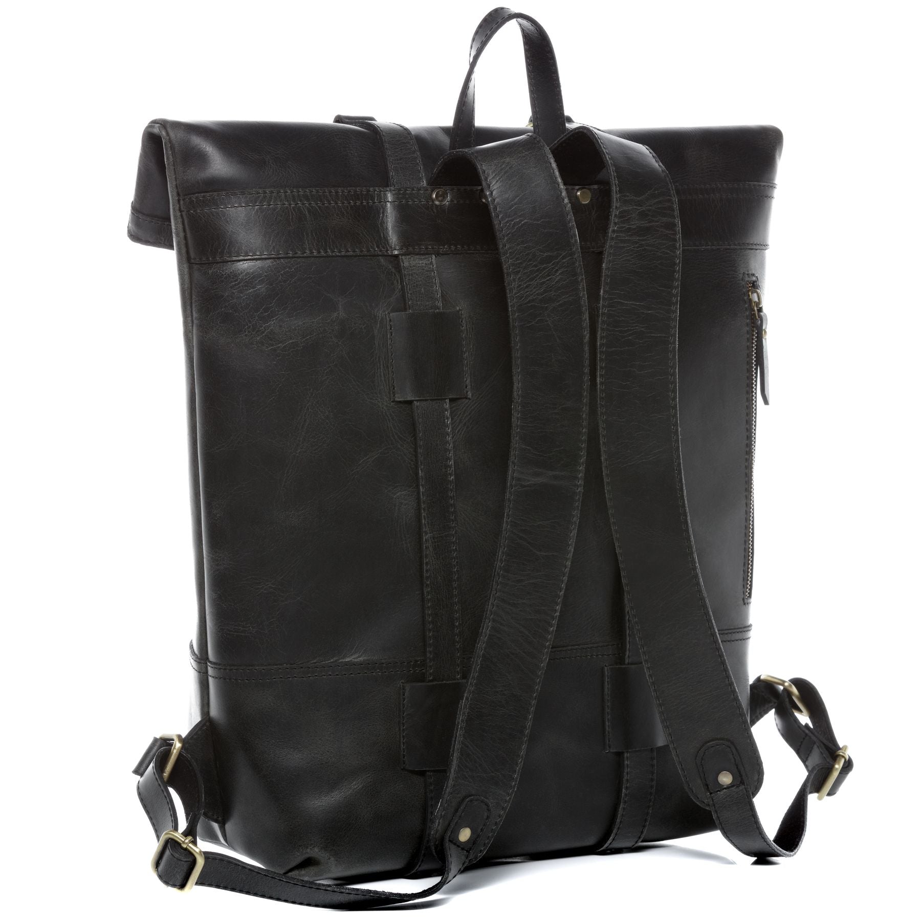 SID & VAIN Rucksack Leder XXL CHAZ schwarz-vintage 24071