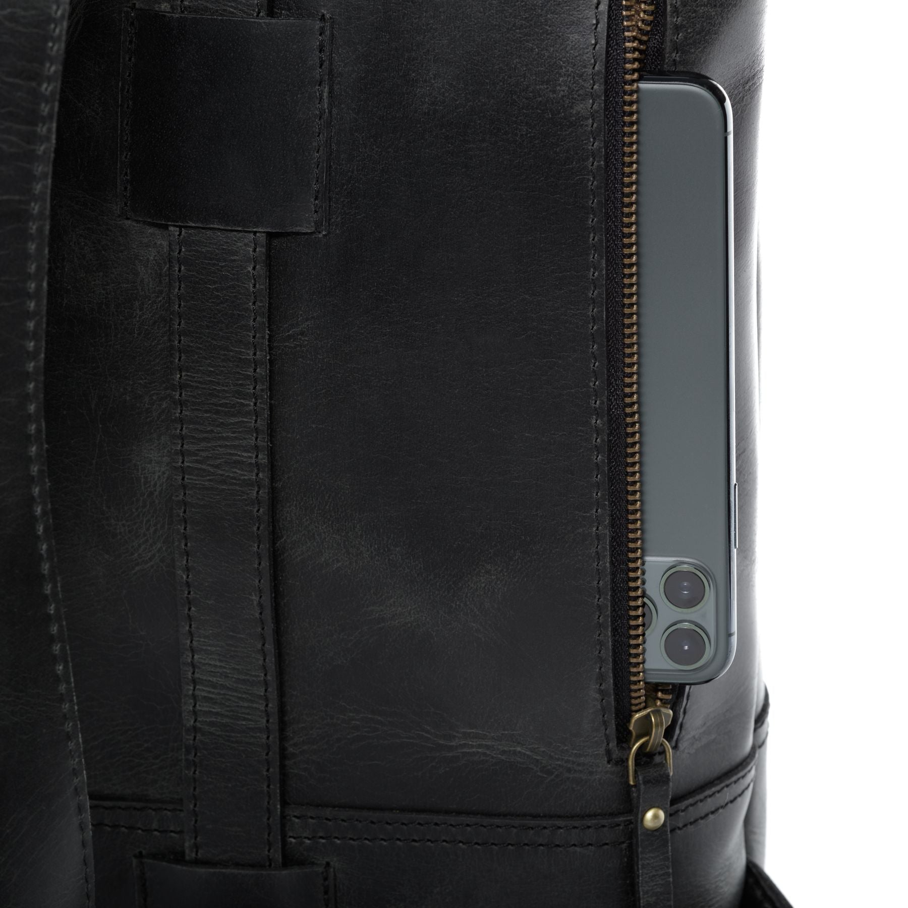 SID & VAIN Rucksack Leder XXL CHAZ schwarz-vintage 24072