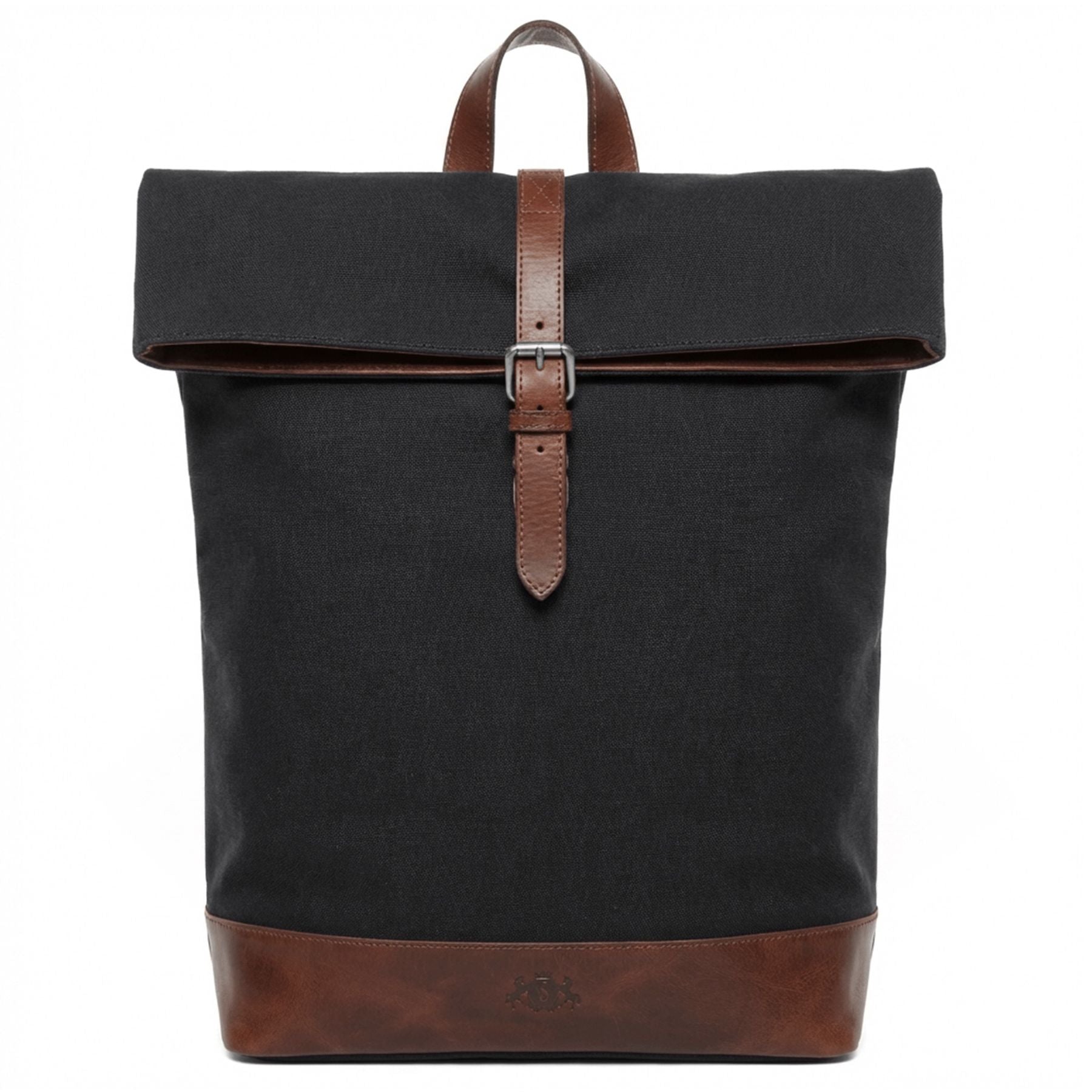 6493-SID & VAIN backpack-rolltop - L - H-93 - TATUM black-brown CANVAS-PULL-UP-measure