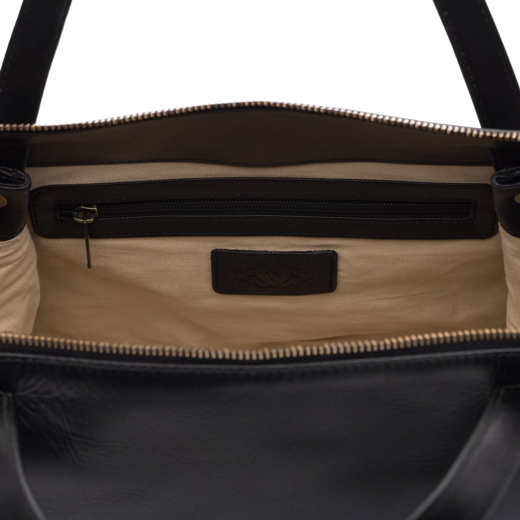 SID & VAIN Handtasche Leder ATLANTA hellbraun schwarz 38899