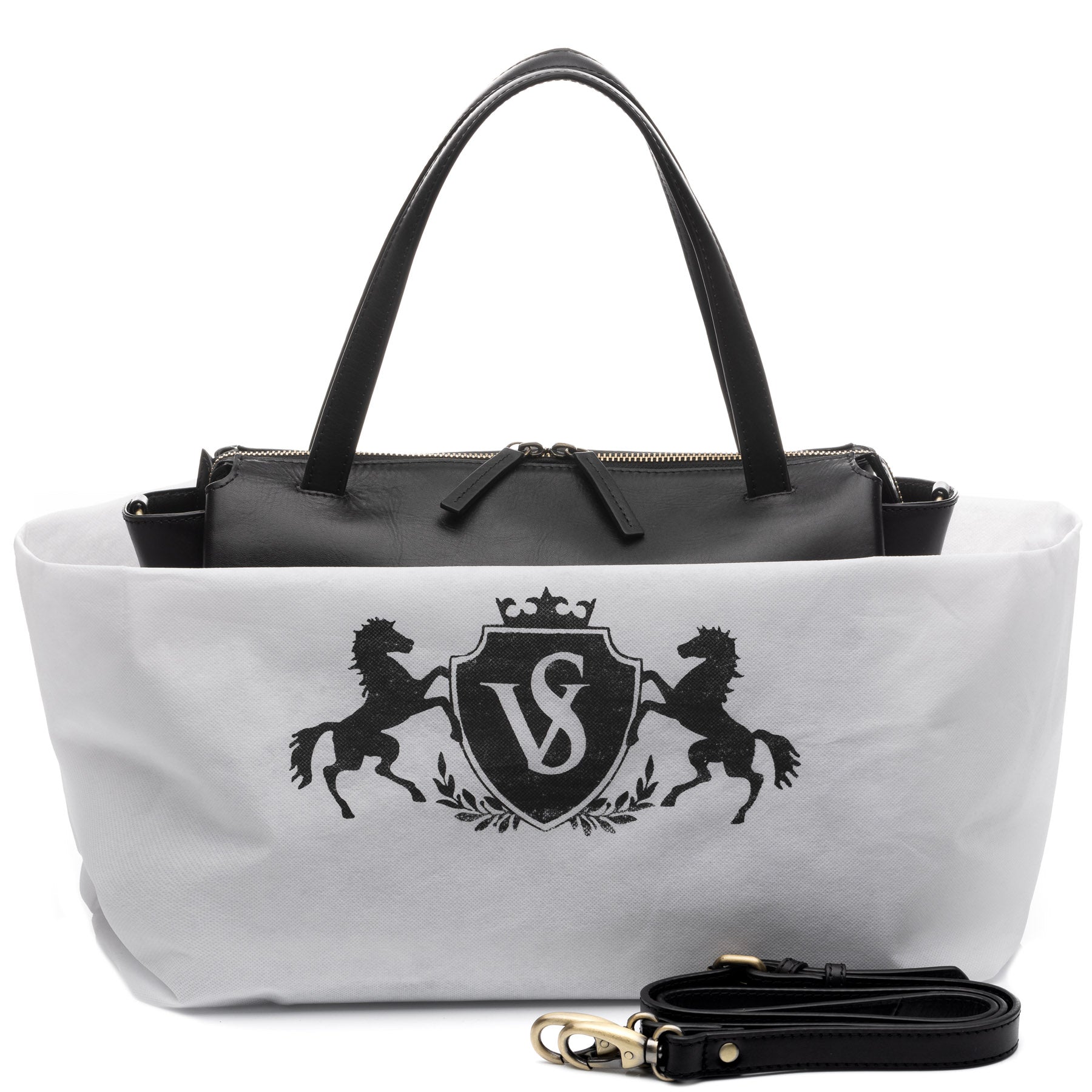 SID & VAIN Handtasche Leder ATLANTA hellbraun schwarz 38904