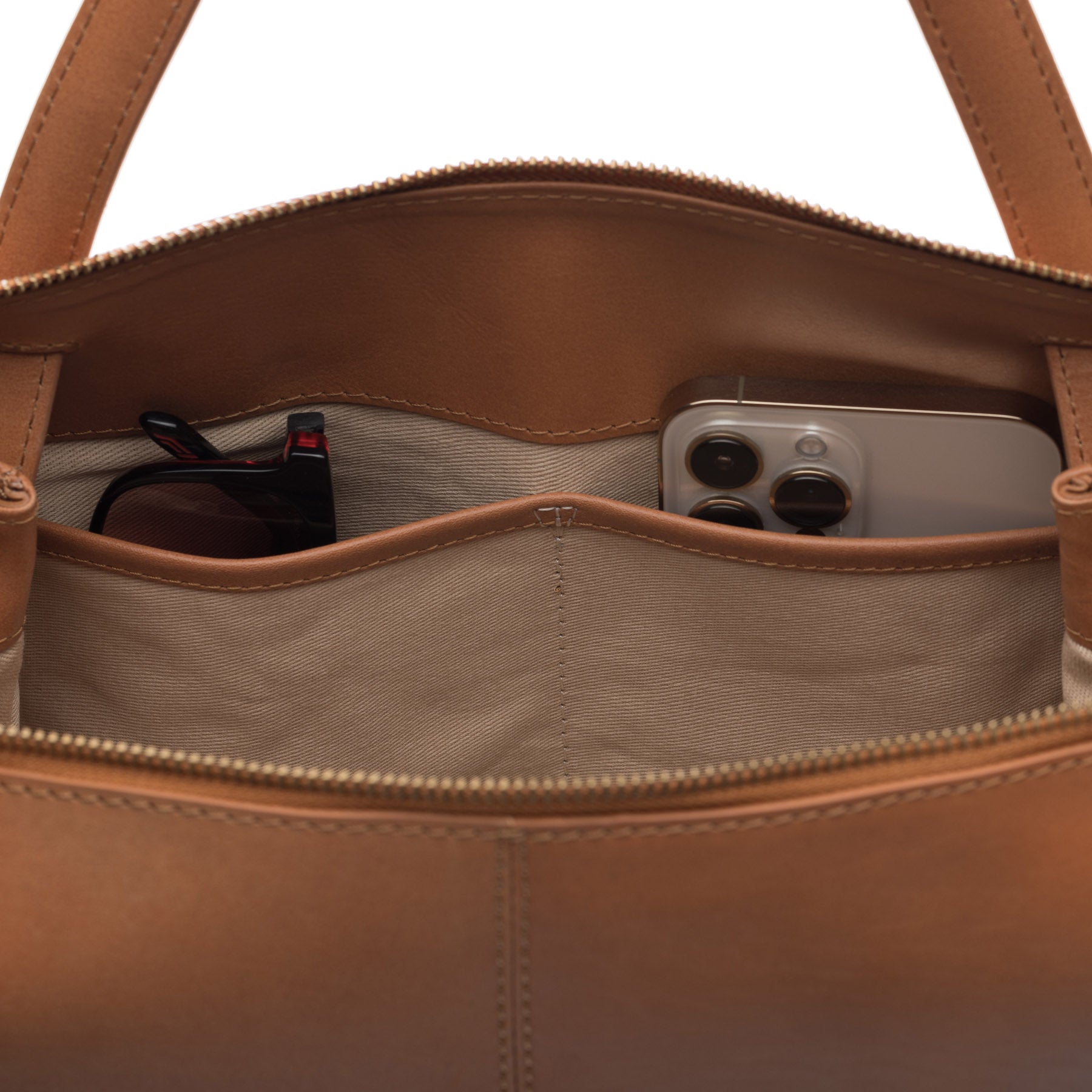 SID & VAIN Handtasche Leder ATLANTA hellbraun schwarz 38910